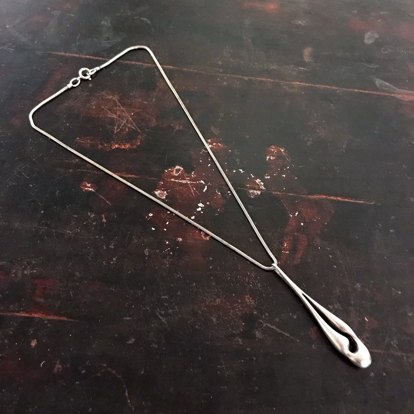 SOLD--Modernist Drop Pendant Sterling c. 1970