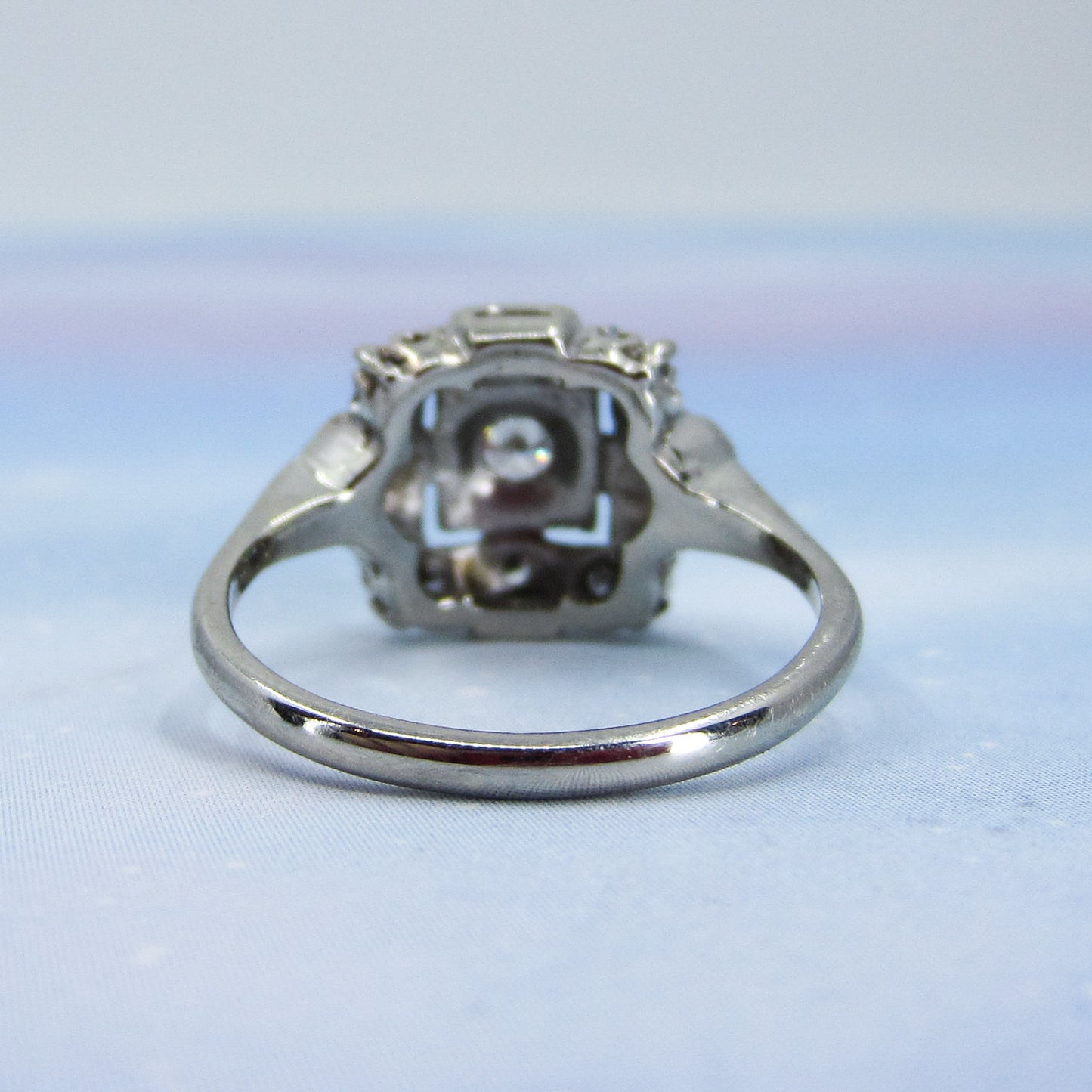 SOLD--Art Deco Geometric Diamond Ring 14k c. 1940