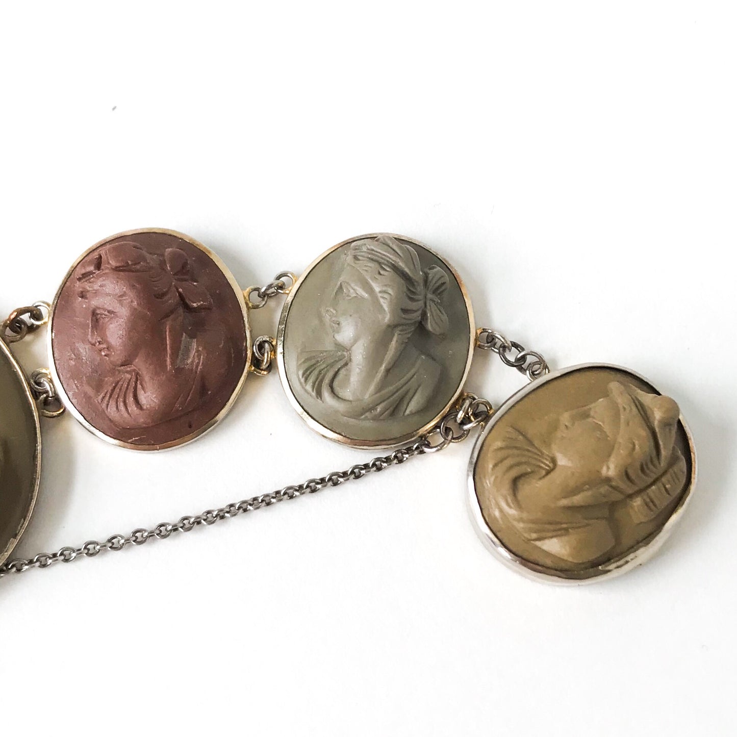 Victorian Lava Cameo Bracelet Gilt Silver c. 1860