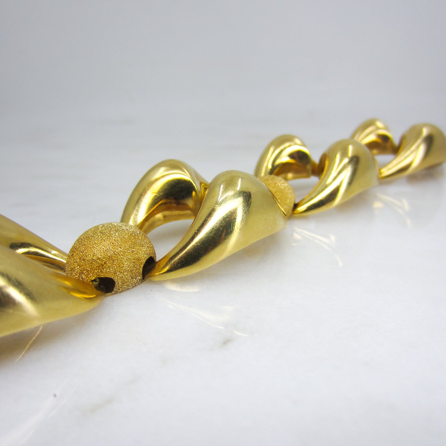 SOLD--Vintage Mid-Century Large Link Geometric Bracelet 18k, M. Bruyneel