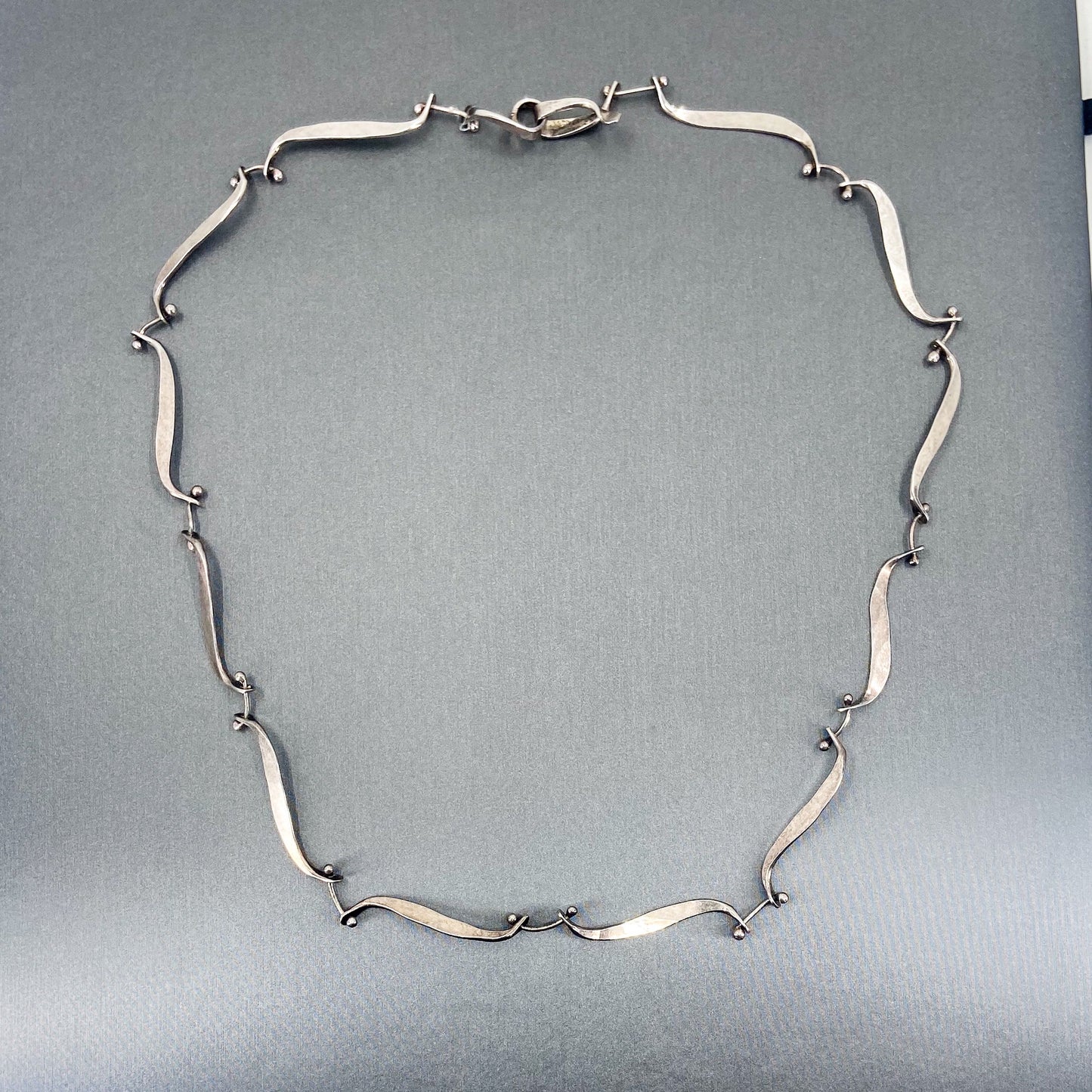 SOLD--Modernist Scroll Link Necklace Sterling, V. Thaler c. 1960