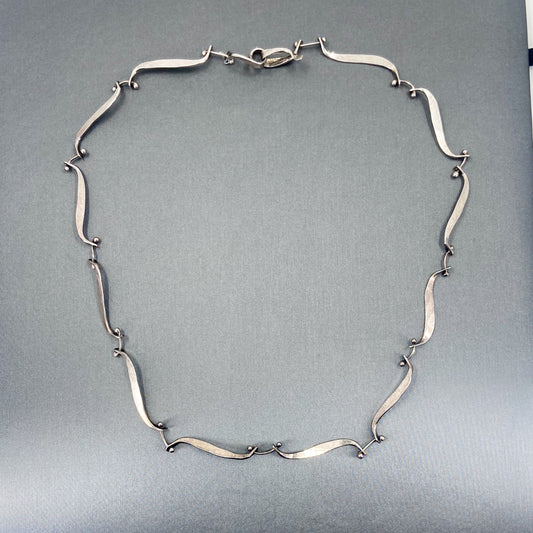 SOLD--Modernist Scroll Link Necklace Sterling, V. Thaler c. 1960