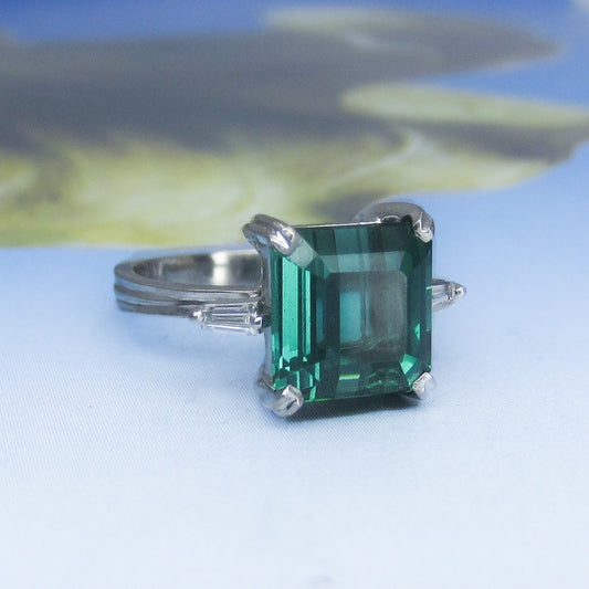 SOLD--Vintage Green Tourmaline and Diamond Ring 18k, H. Stern c. 1990