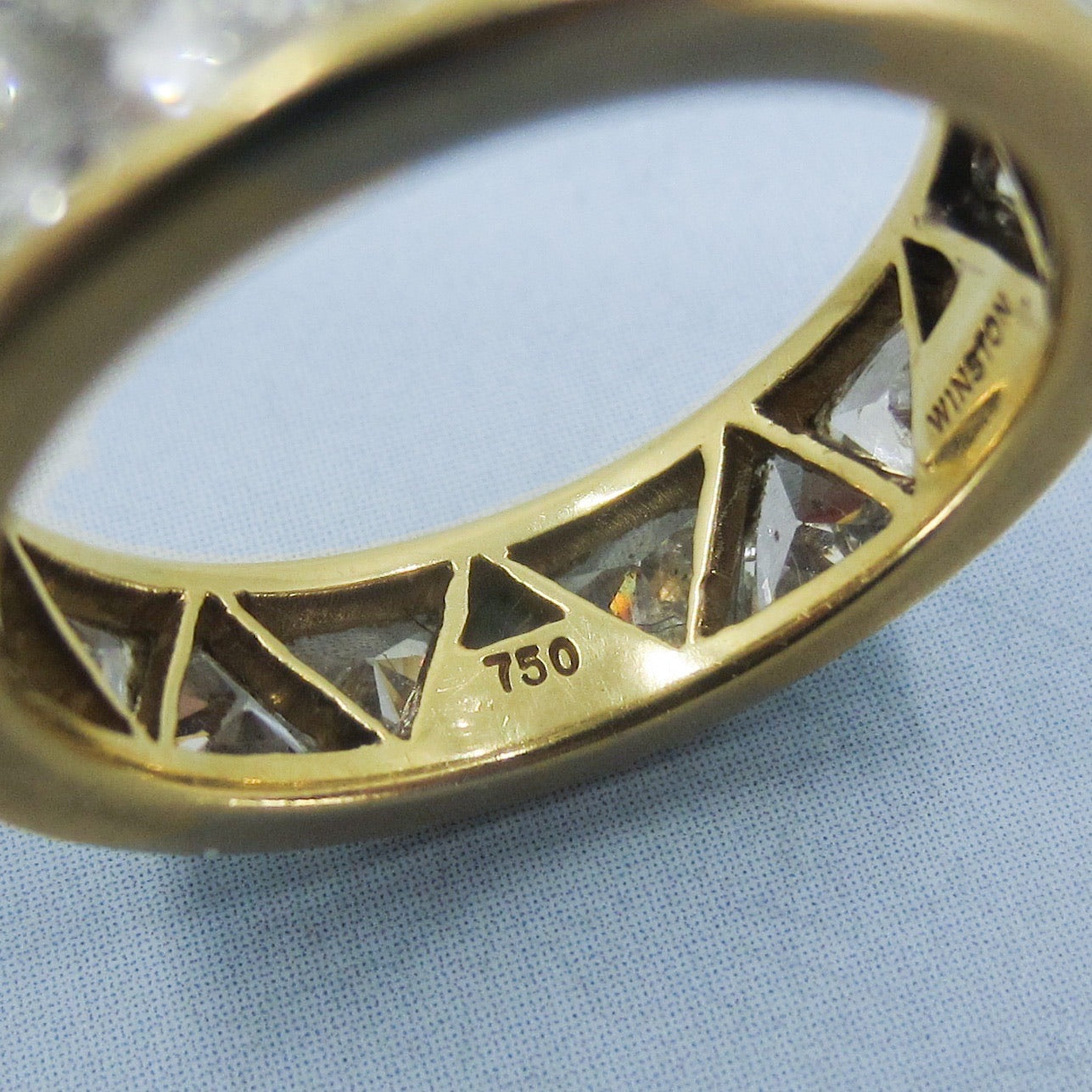 SOLD--Modernist Harry Winston Trillion Cut Diamond Eternity Band 18k, size 7 c. 1970