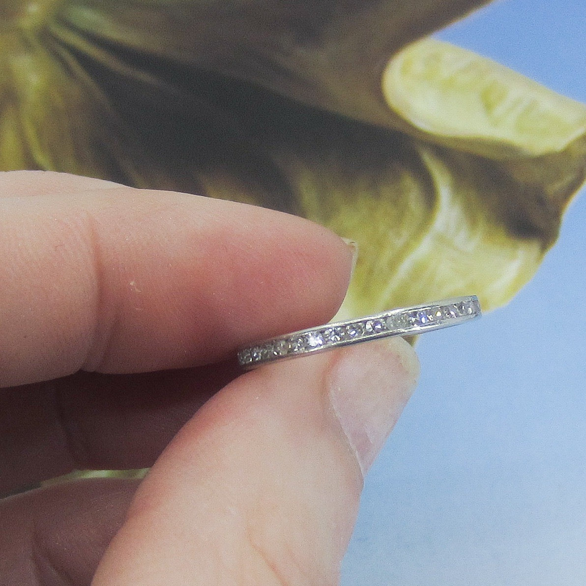 Late Art Deco Diamond Eternity Band Platinum, size 6.5 c. 1941