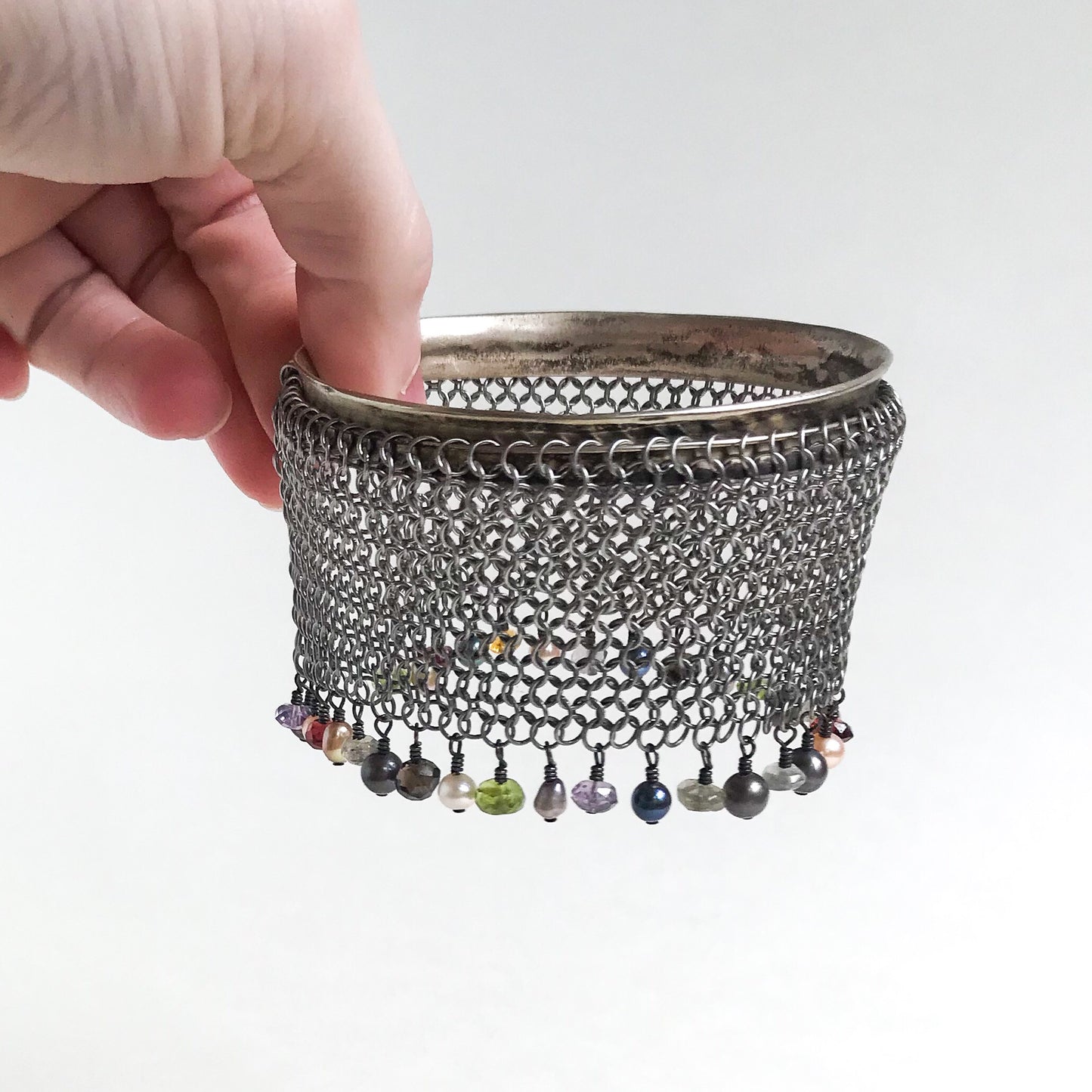 SOLD--Vintage Allison Stern Chain Maille Bracelet Sterling c. 1990