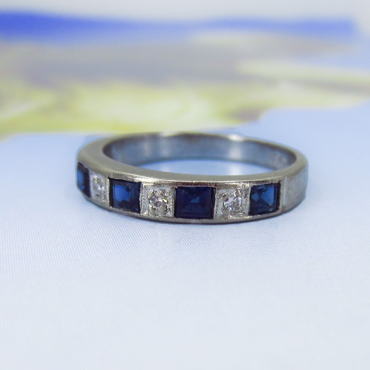 Vintage Sapphire and Diamond Band 18k