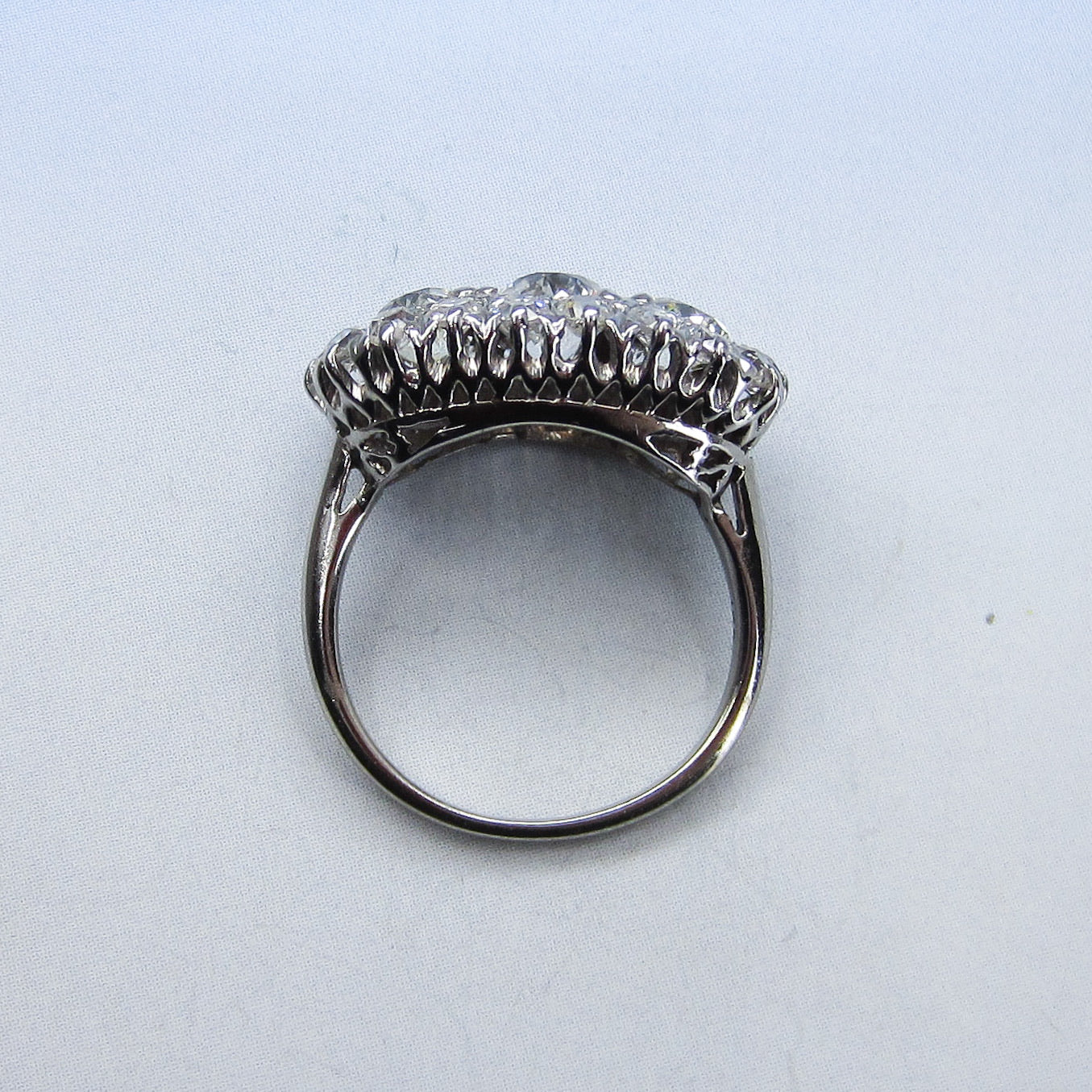 SOLD--Art Deco Old European Diamond 3.15ctw Cluster Ring 18k c. 1930