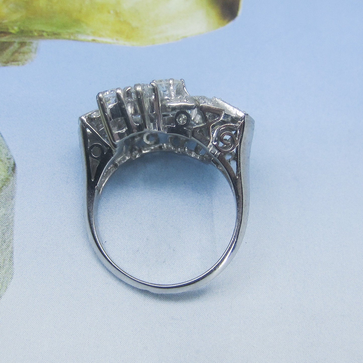 SOLD--Retro Diamond Cocktail Ring 18k c. 1940