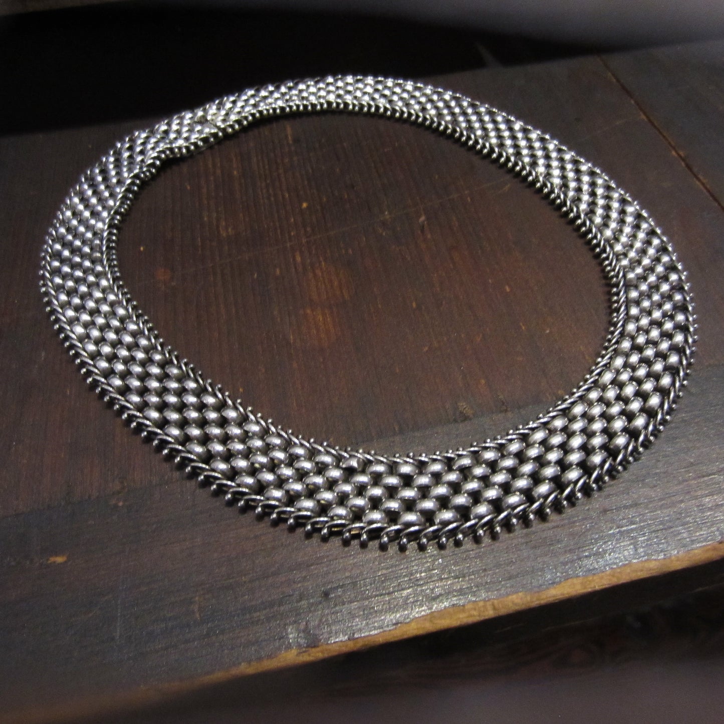 SOLD-Vintage Woven Mesh Collar Sterling c. 1980