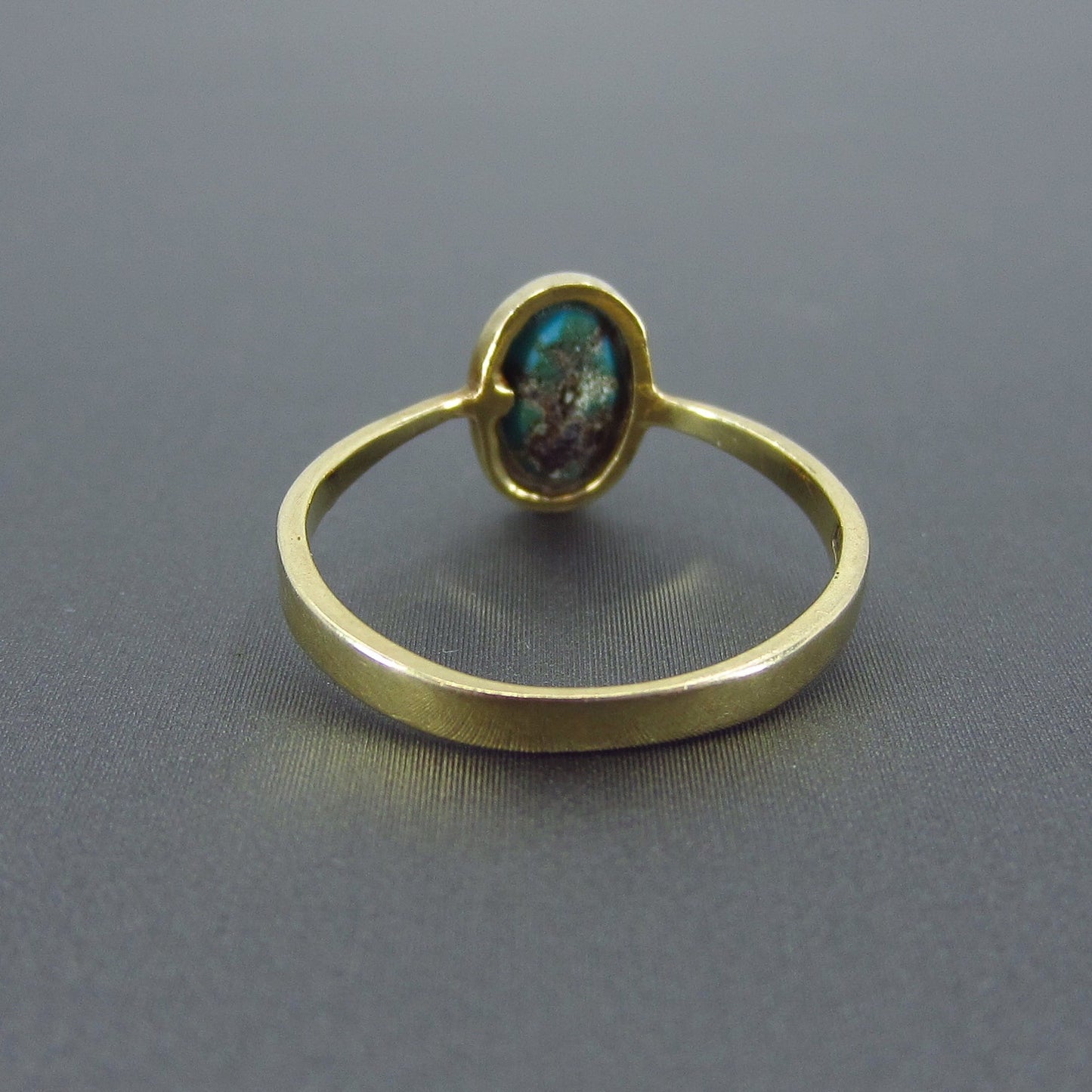 Vintage Dainty Bezel Set Turquoise Ring 14k