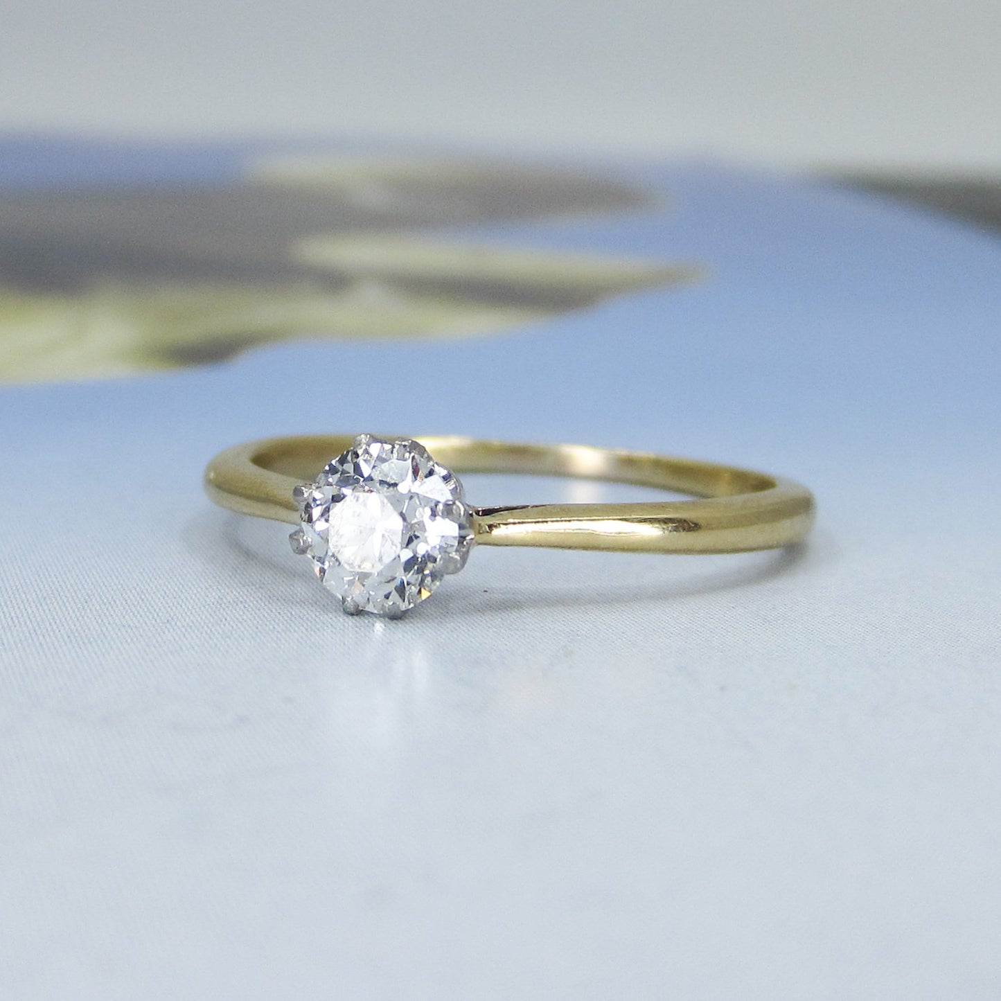 SOLD--Edwardian Old European .53ct Diamond Engagement Ring Plat/18k c. 1910