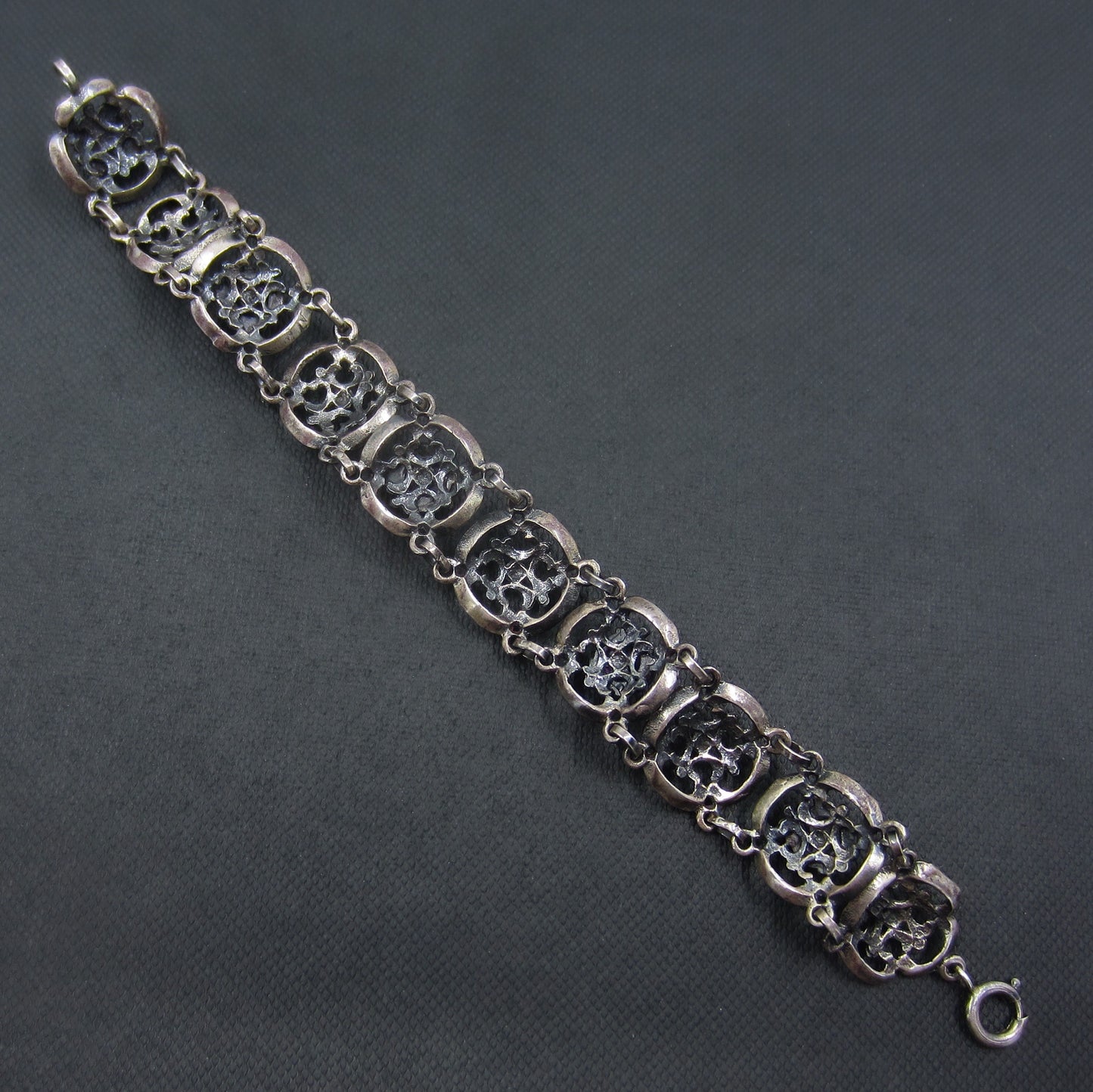SOLD--Victorian Renaissance Revival Amethyst Bracelet Sterling c. 1890
