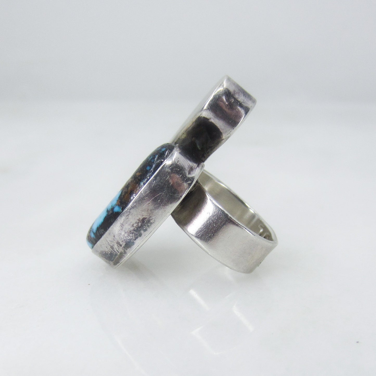 SOLD--Vintage Post-Modern Turquoise Ring Sterling, Navajo c. 1980