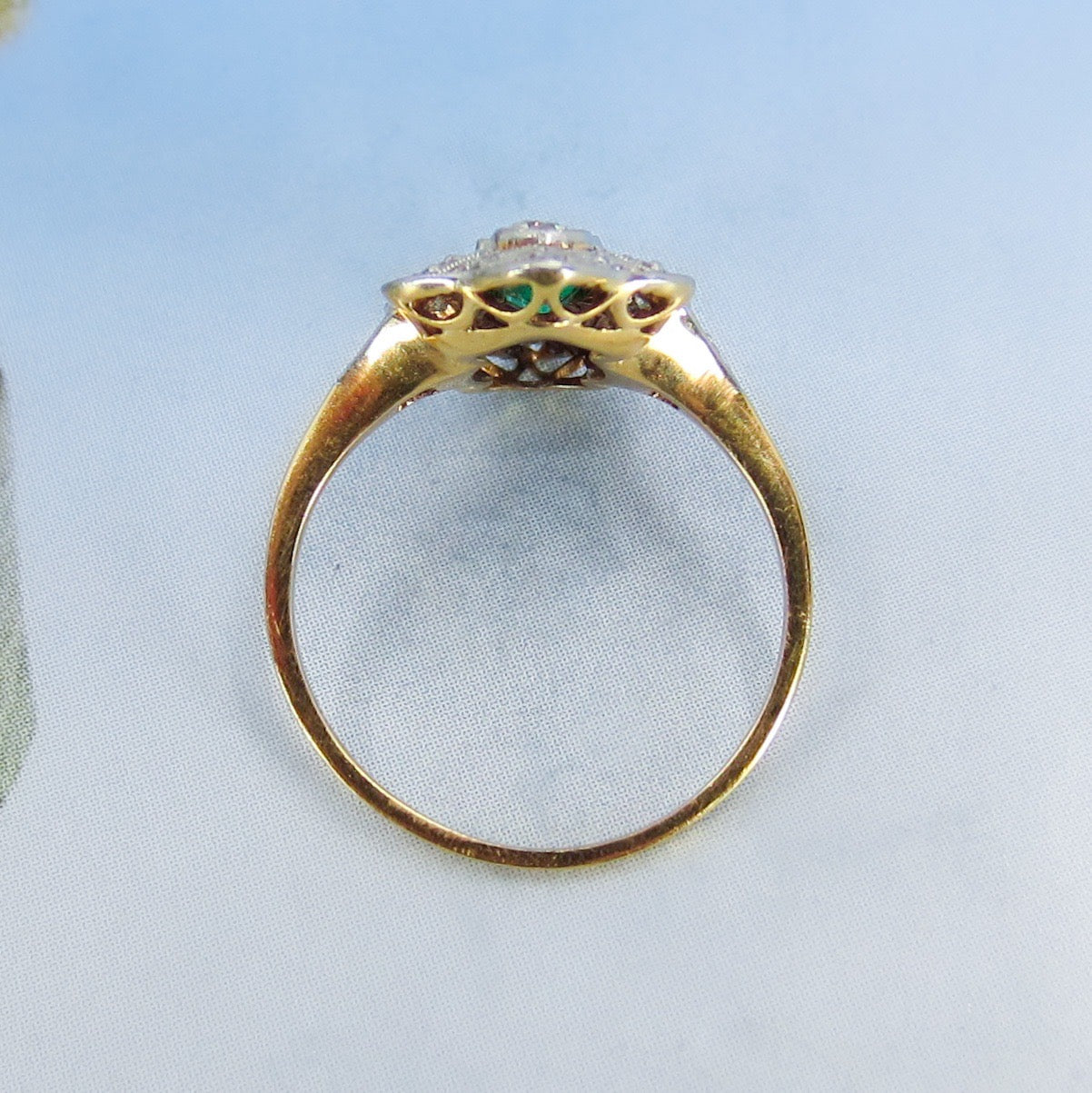 Edwardian Emerald and Diamond Ring 18k/Plat c. 1910