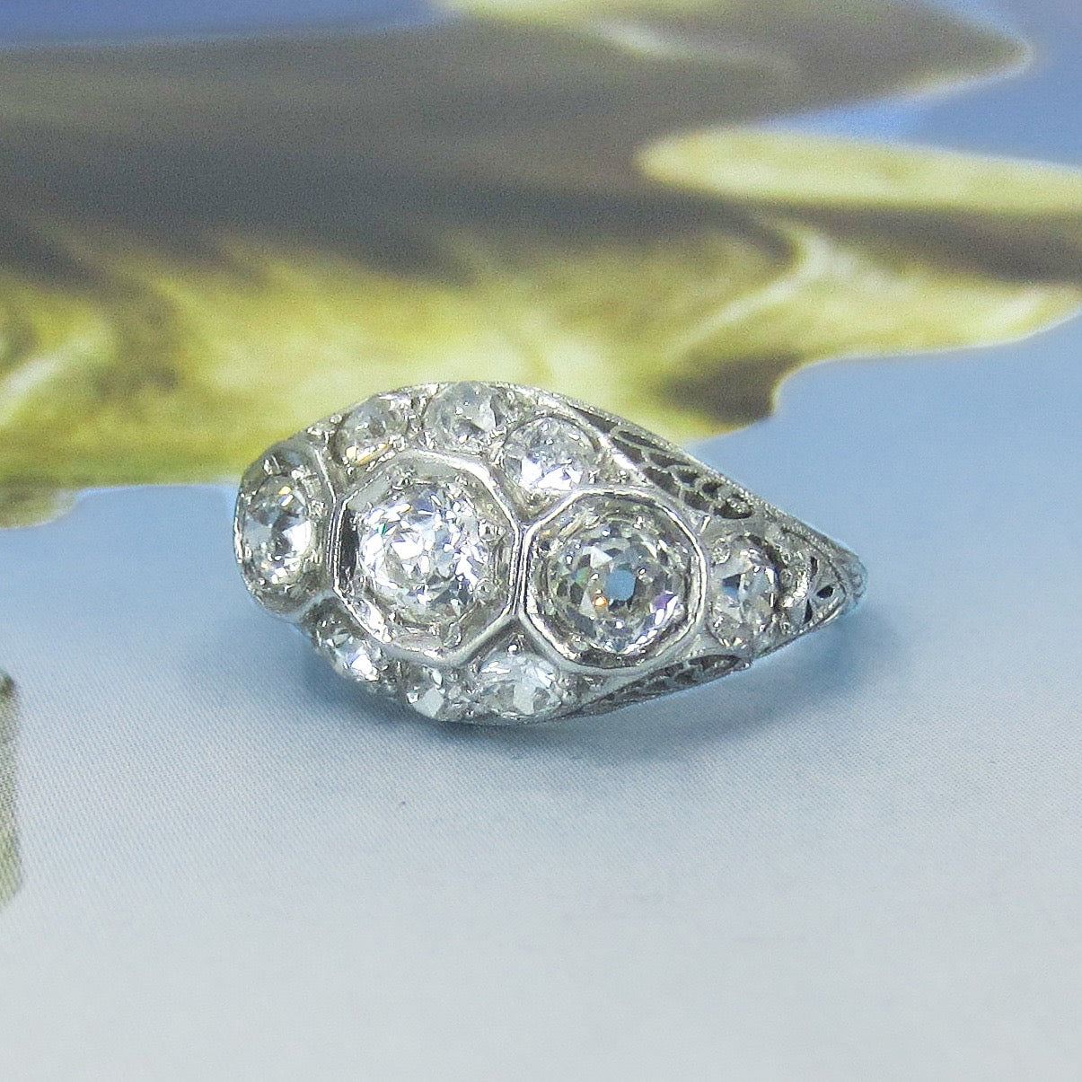 Vintage platinum hot sale diamond ring