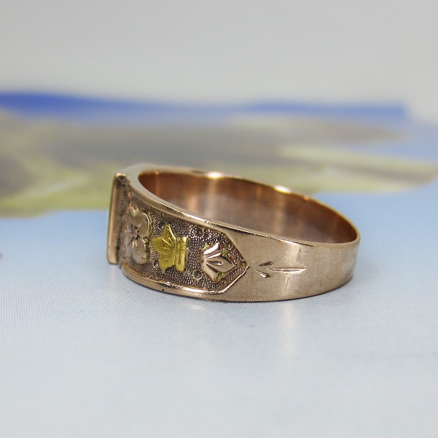 SOLD--Victorian Old Mine Diamond Band 14k c. 1880