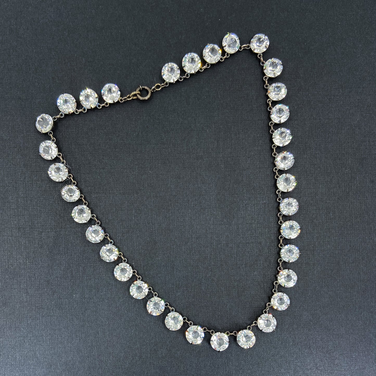 Art Deco Crystal Collar Necklace Sterling c. 1939