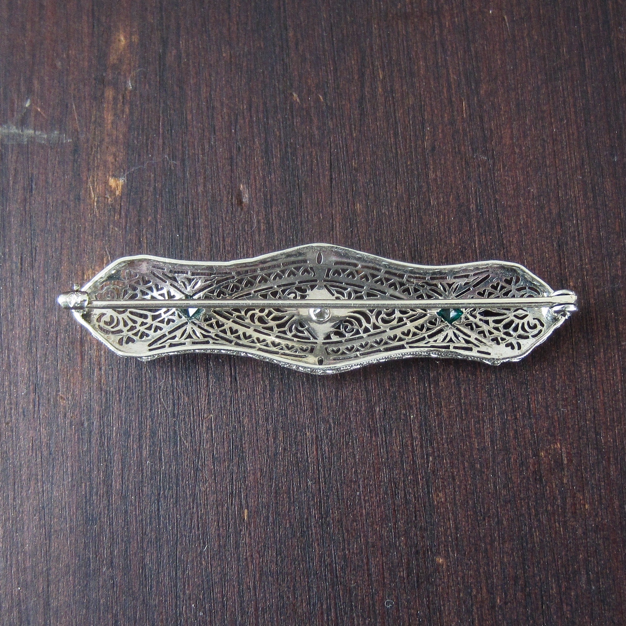 Vintage Antique Sterling Silver Filigree Flower Brooch Pin