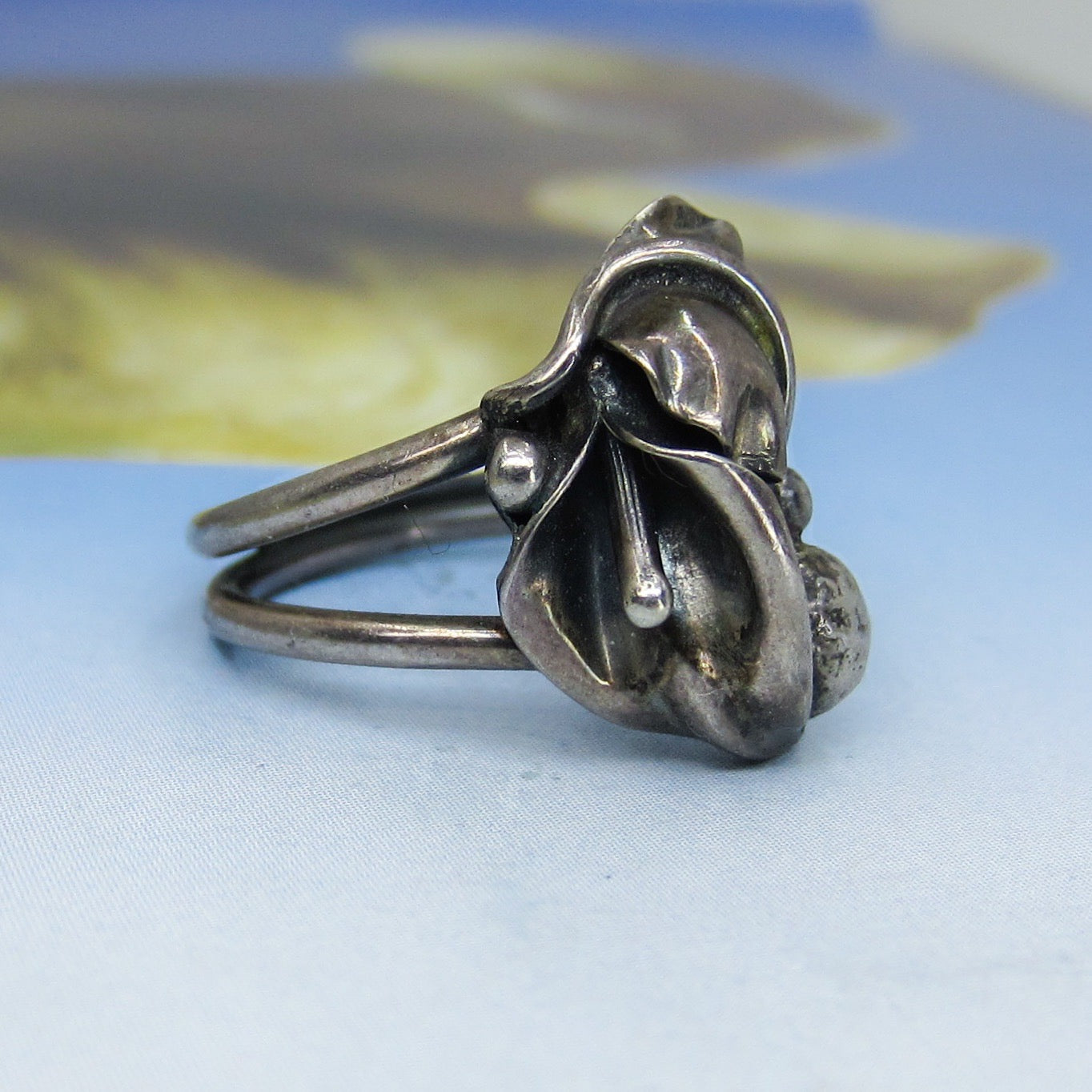 Vintage Calla Lily Ring Sterling c. 1950