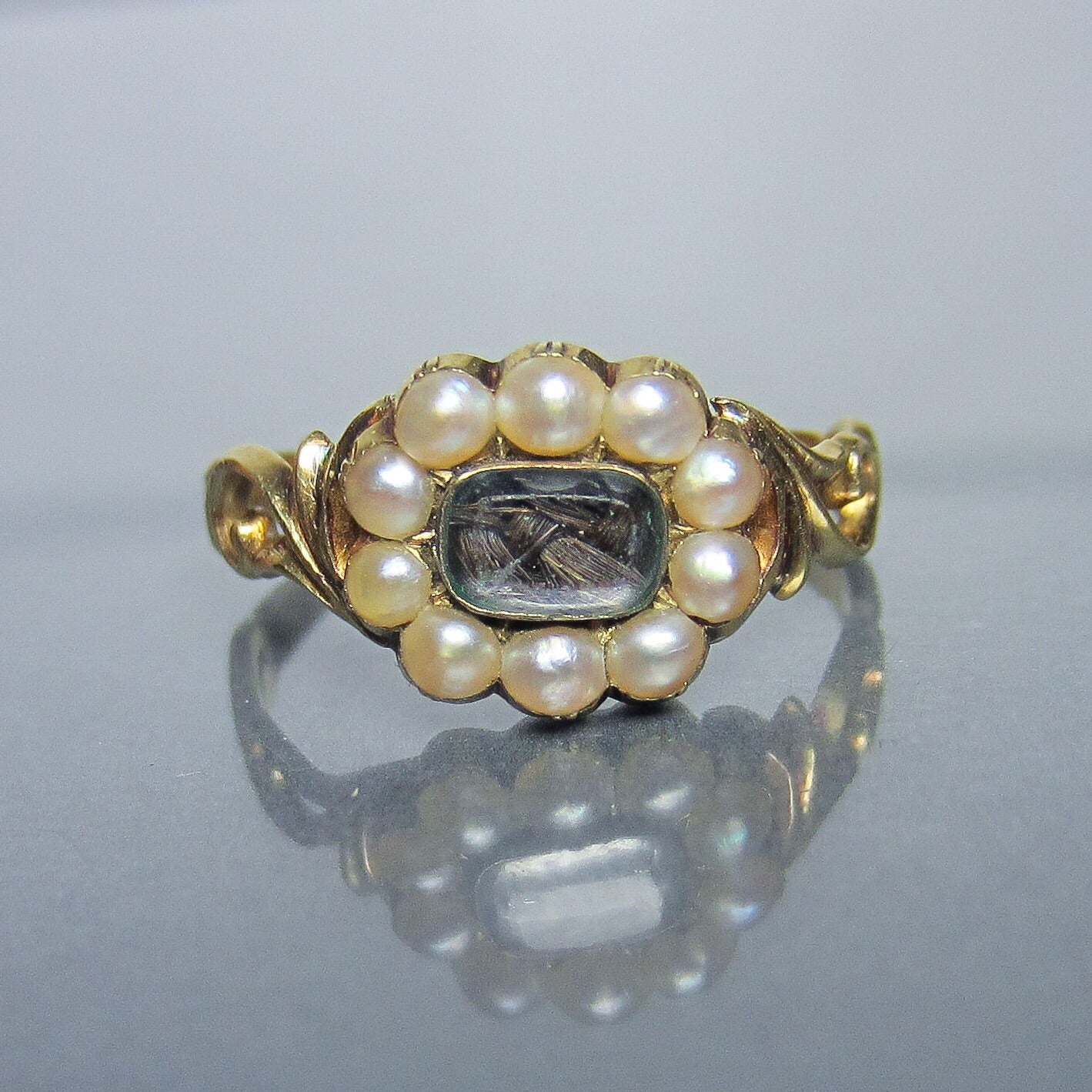 SOLD--Early Victorian Mourning Ring 18k c. 1851
