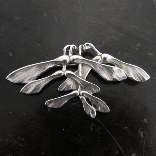 SOLD--Vintage Helicopter Seed Brooch Sterling c. 1960