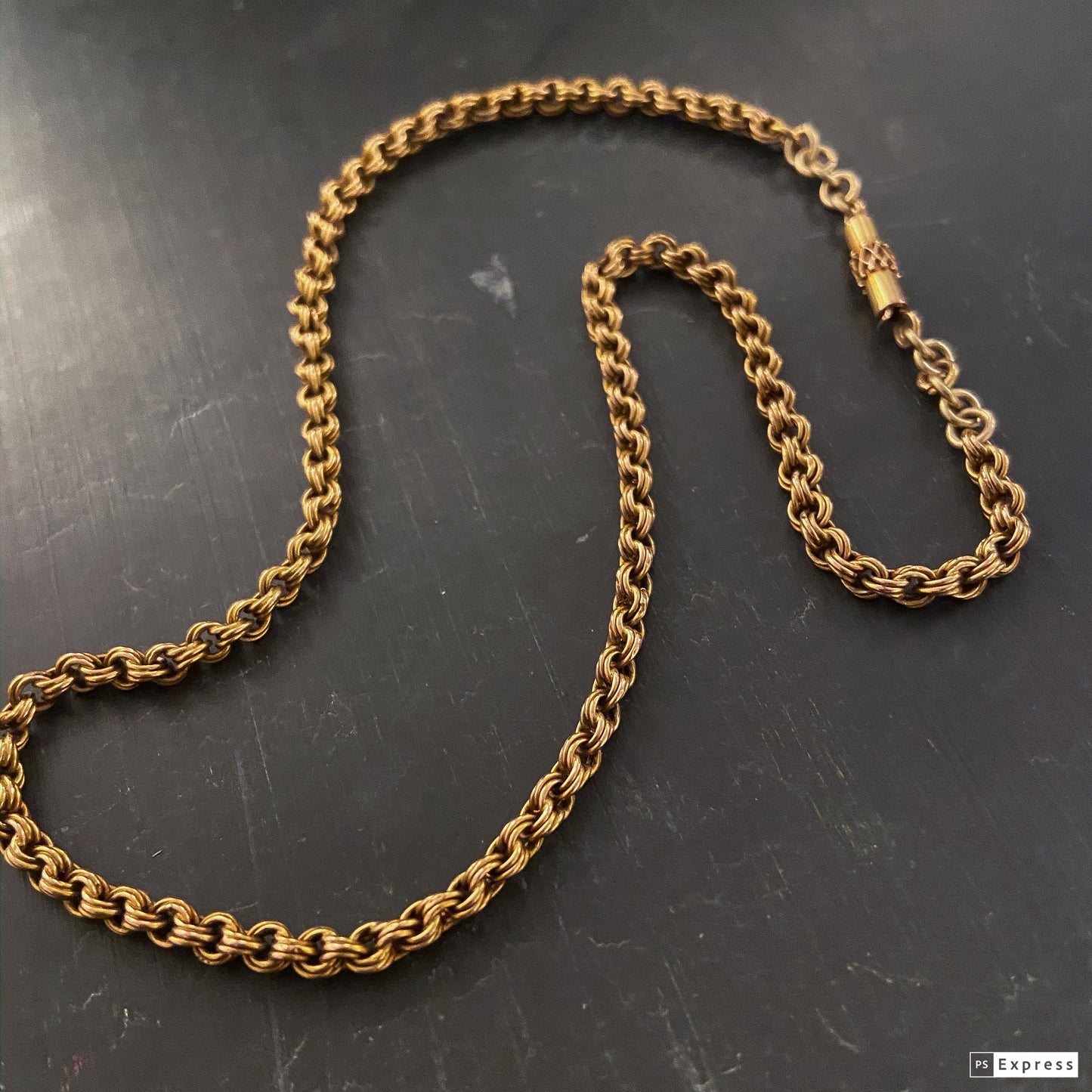 SOLD--Victorian Fancy Link 15” Chain 14k c. 1870