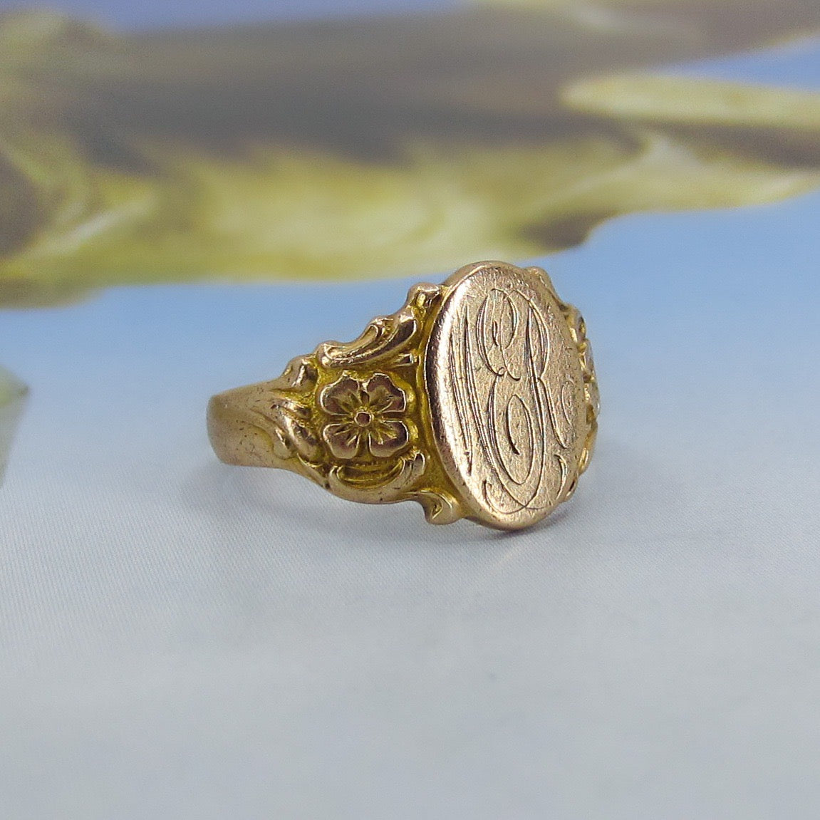 SOLD--Art Deco Signet Pinky Ring 10k c. 1920