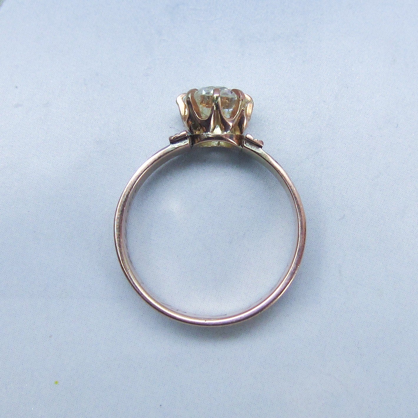 SOLD--Victorian Old European 1.18ct Diamond Engagement Ring 14k c. 1881