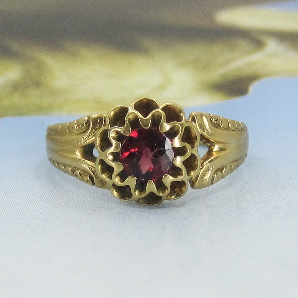 SOLD-Victorian Garnet Ring 14k c. 1880