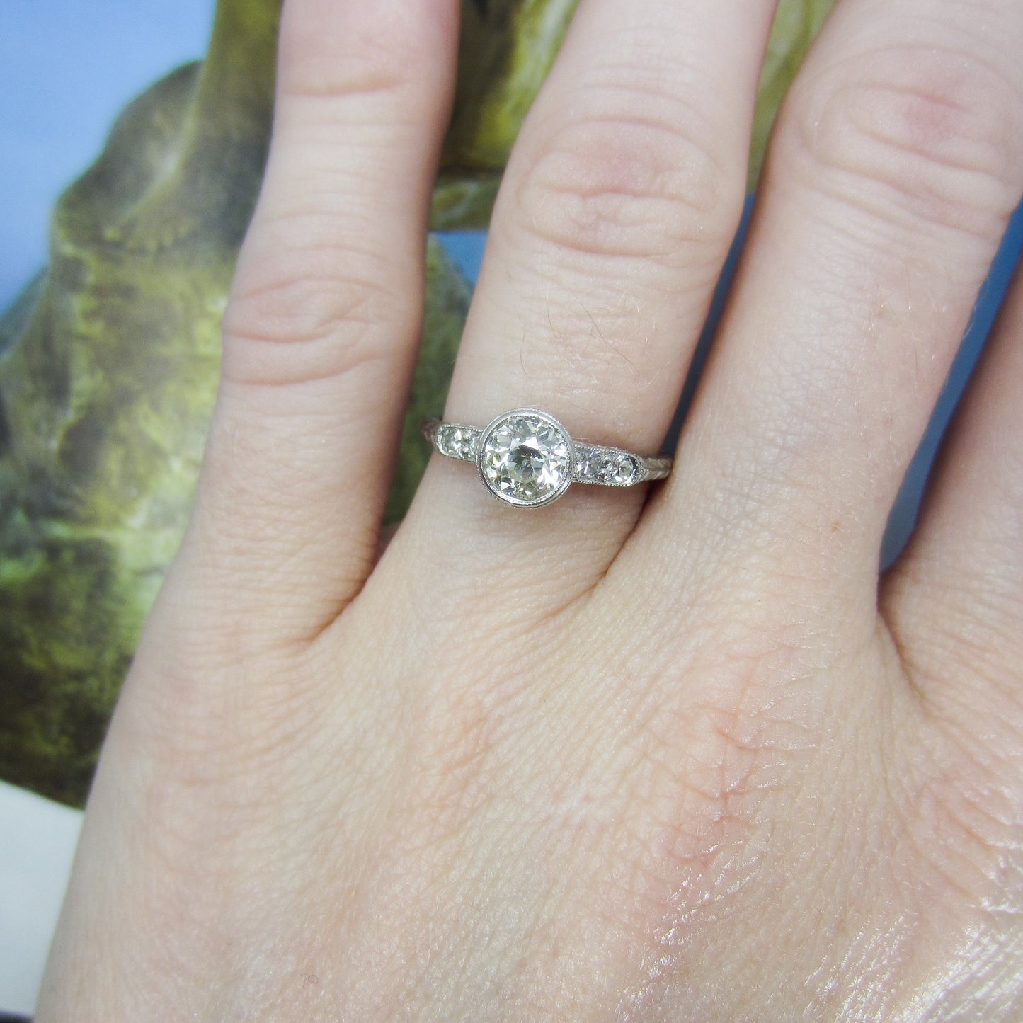 SOLD--Estate McTeigue & McClelland Old European Engagement Ring Platinum