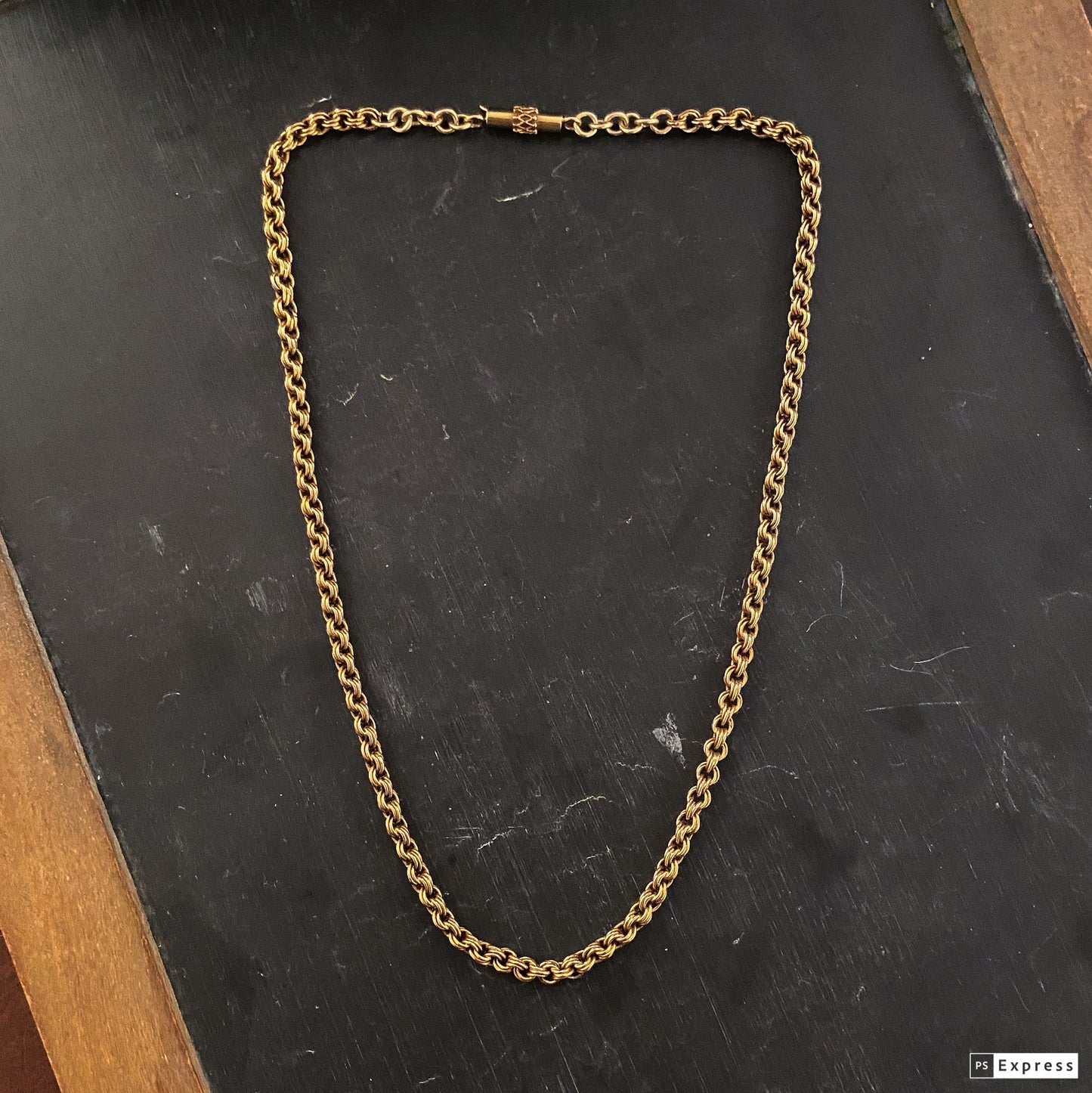 SOLD--Victorian Fancy Link 15” Chain 14k c. 1870