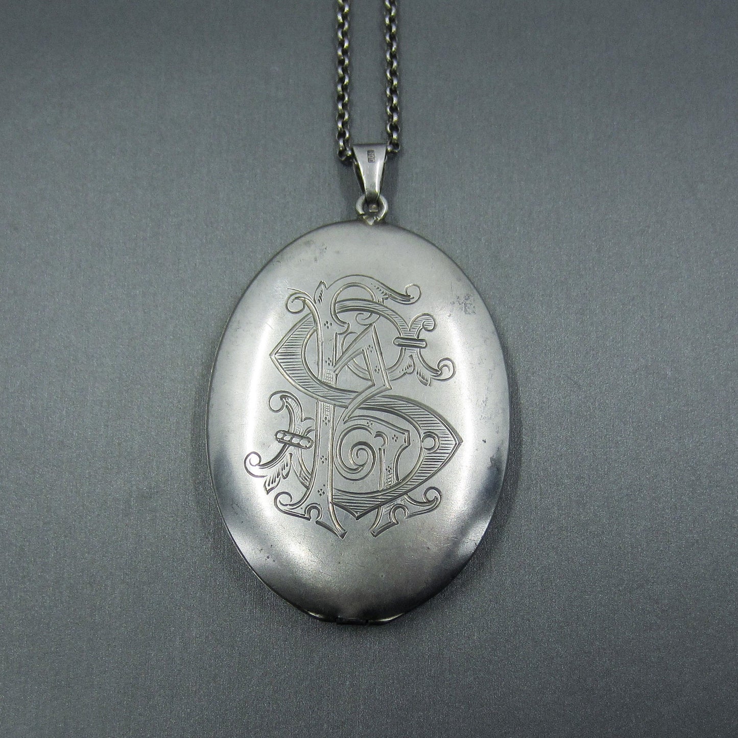 SOLD--Large Jugendstil Locket 800 Silver, Germany c. 1890