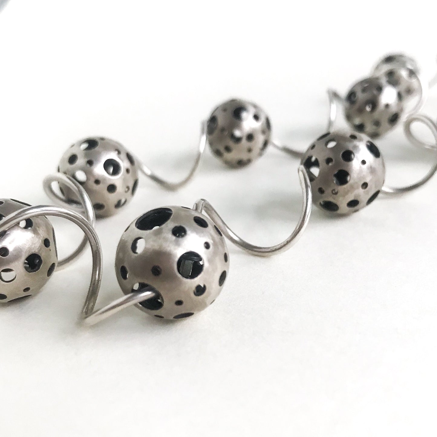 SOLD Post Modern Polka Dot Orbs Necklace Sterling c. 1990