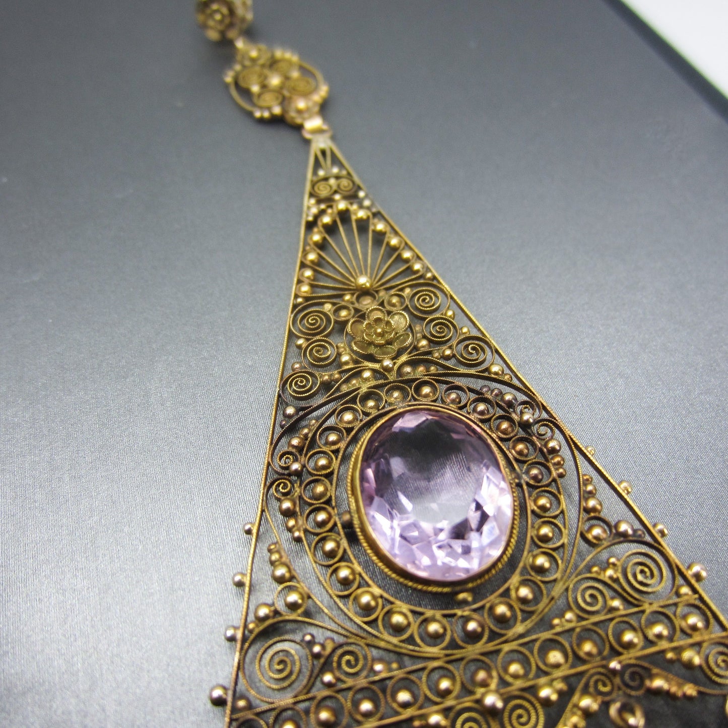 SOLD--Victorian HUGE Amethyst Cannetille Earrings c. 1900