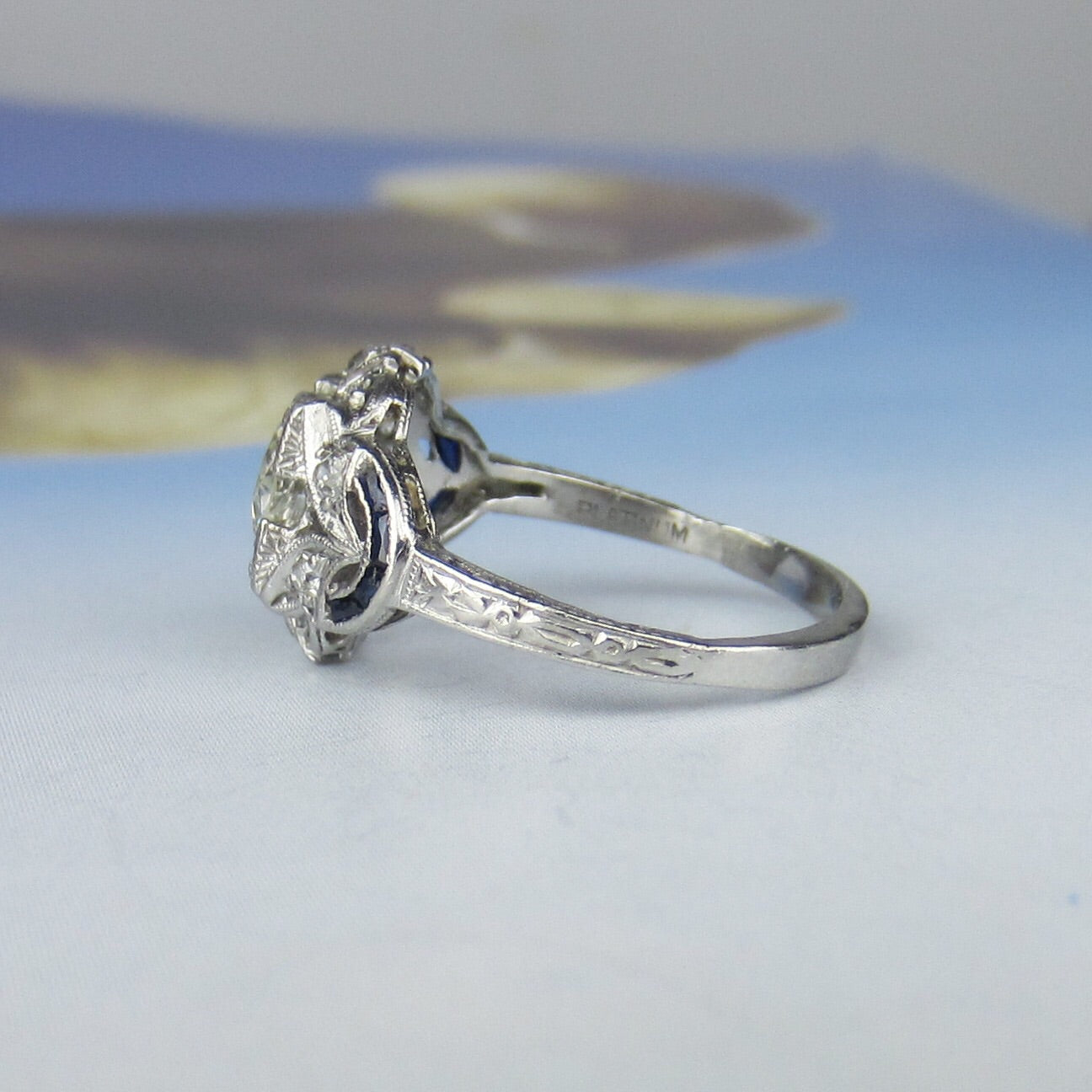 SOLD--Art Deco 1.08ct Diamond Engagement Ring Platinum c. 1930