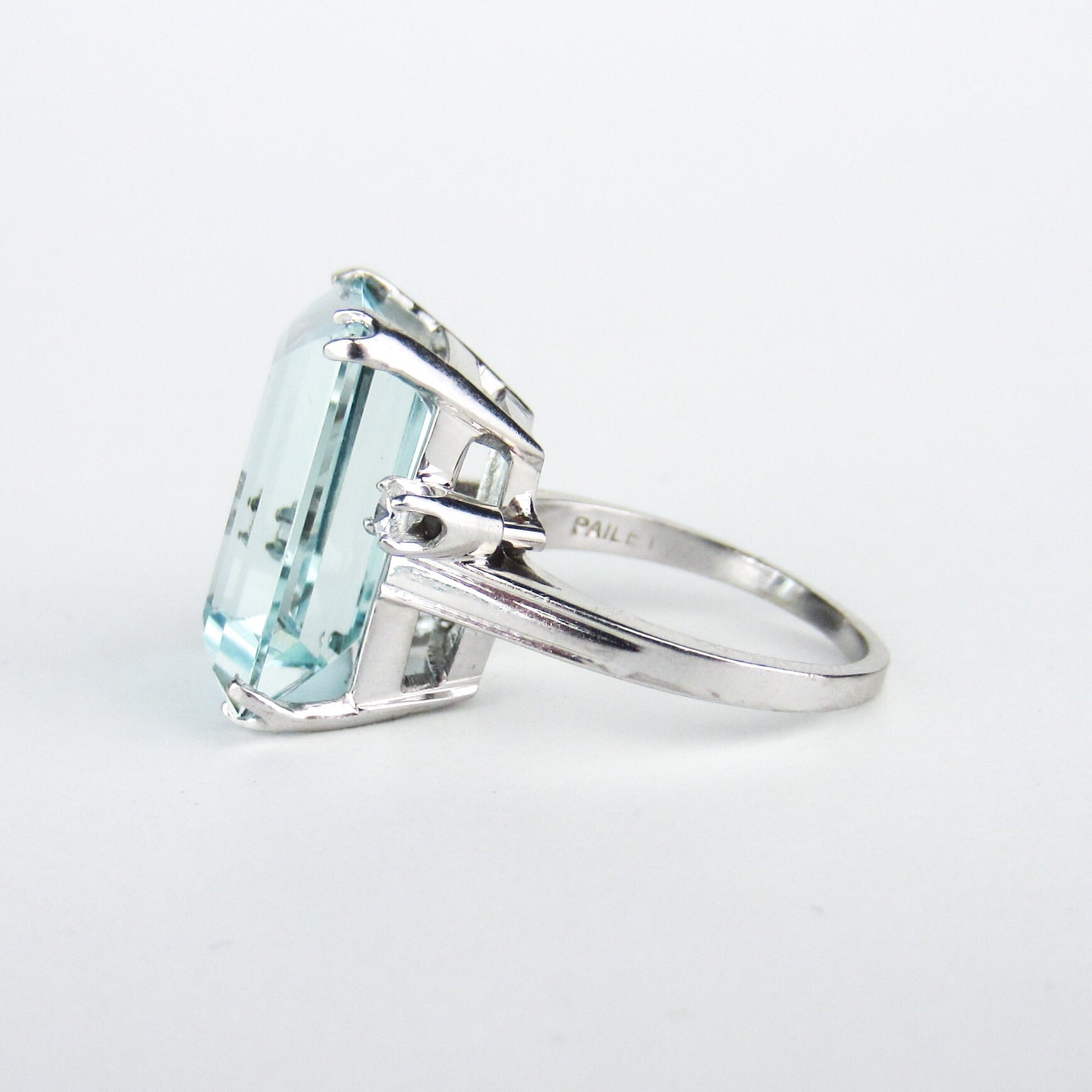 SOLD--Vintage Aquamarine and Diamond Ring 14k c. 1960 – Bavier Brook ...