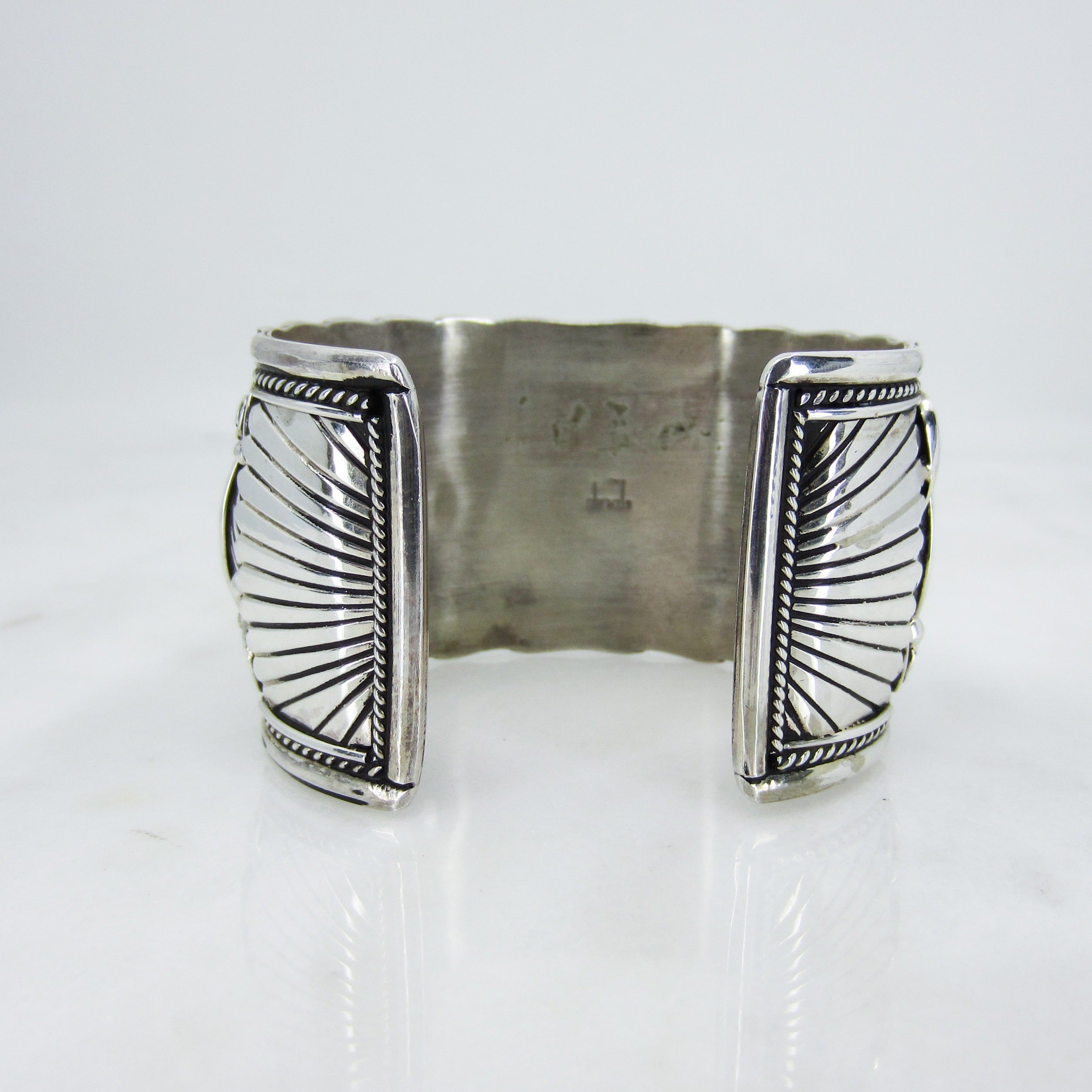 Vintage Navajo Turquoise Wolf Cuff Sterling, Lee Thompson c. 1970