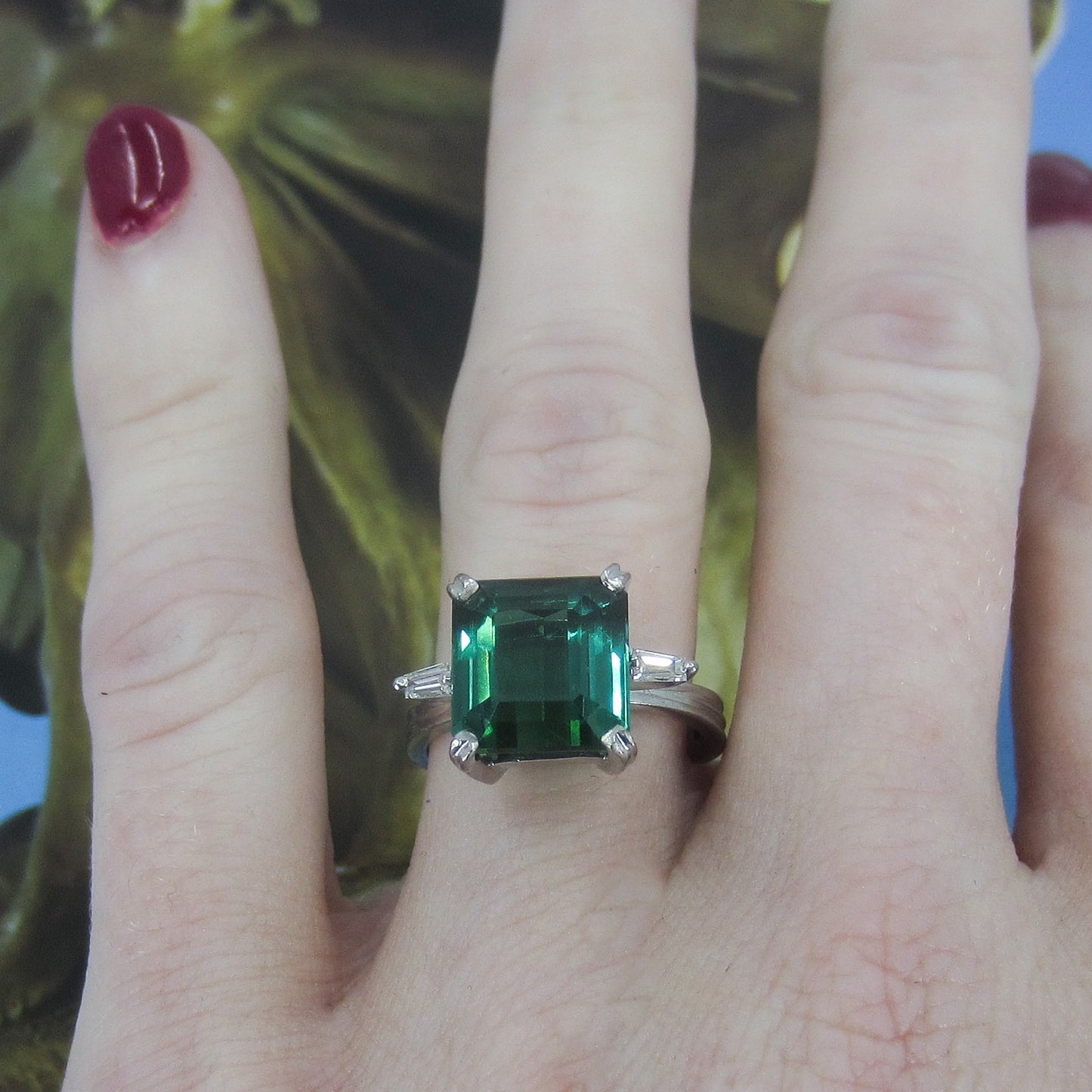 SOLD--Vintage Green Tourmaline and Diamond Ring 18k, H. Stern c. 1990