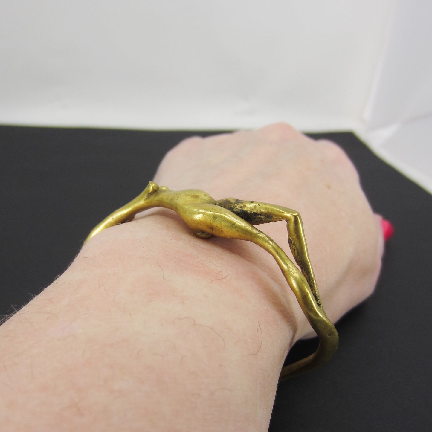 SOLD--Vintage Brutalist Carl Tasha Figural Bronze Cuff c. 1970’s