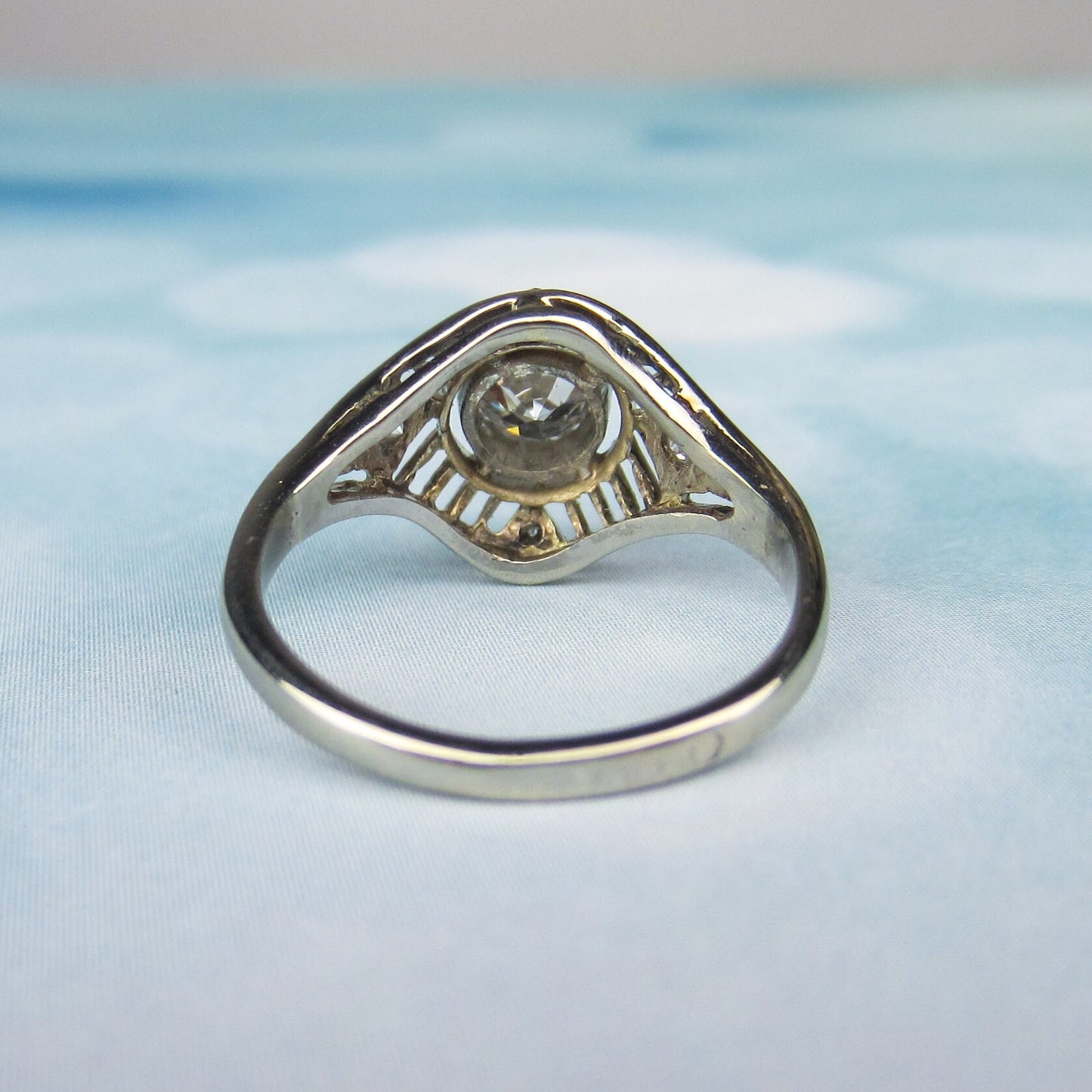 SOLD--Art Deco Diamond .60ct Filigree Engagement Ring 14k, Poland c. 1930