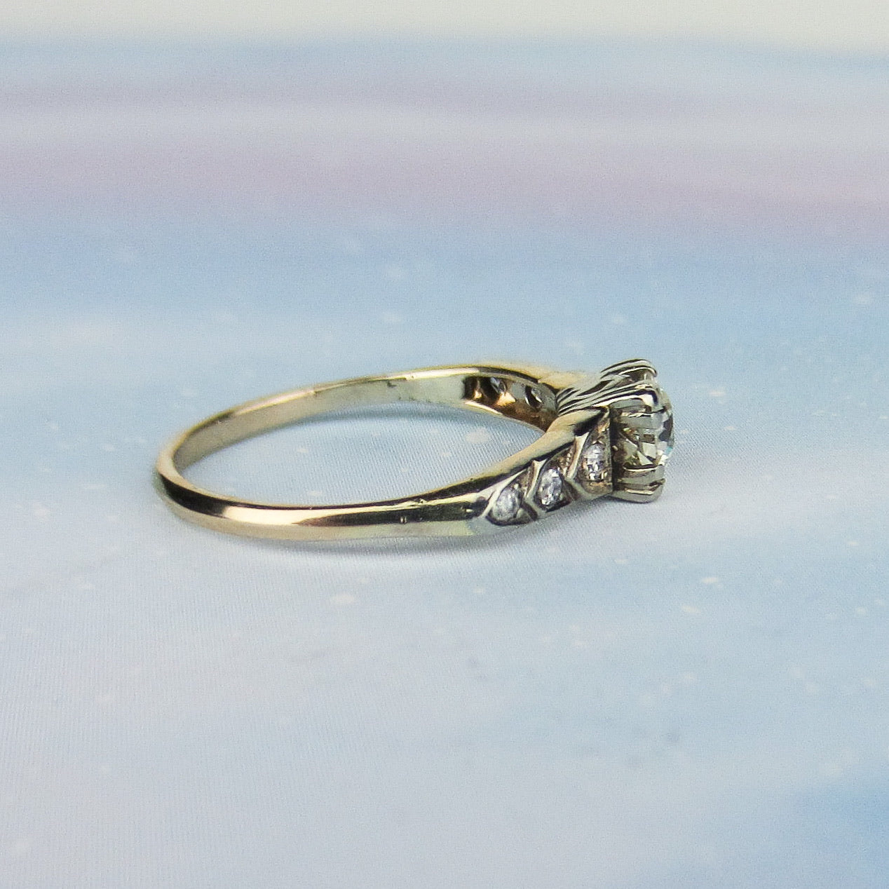 SOLD-Art Deco Old European .63ct Engagement Ring 14k c. 1930