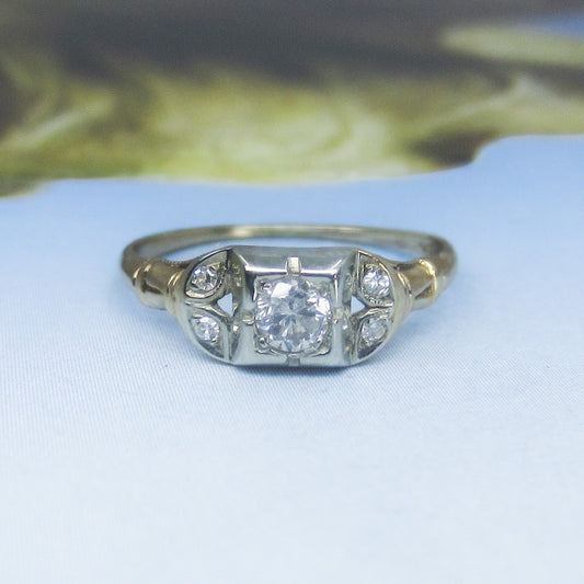 SOLD--Art Deco Diamond Ring 14k c. 1930