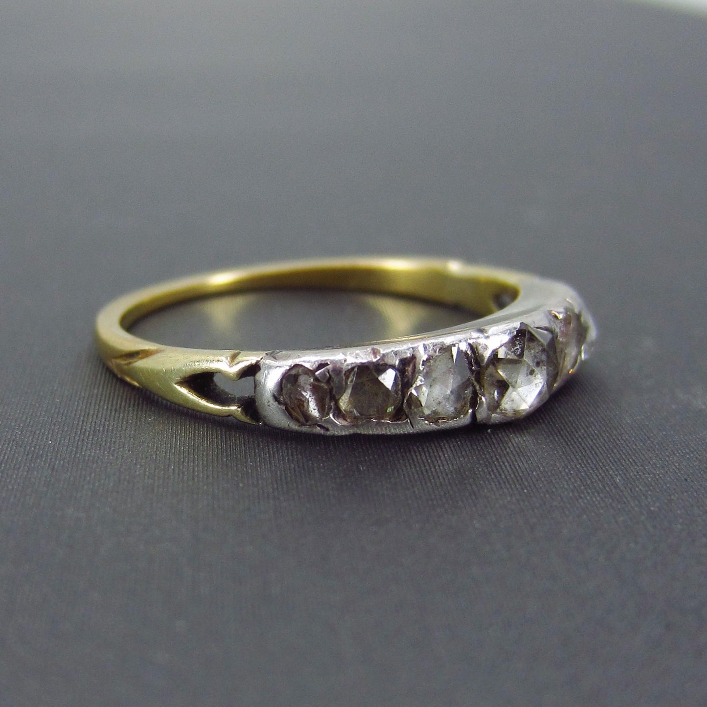 Georgian Rose Cut Diamond Half Hoop Ring Silver/18k c. 1830