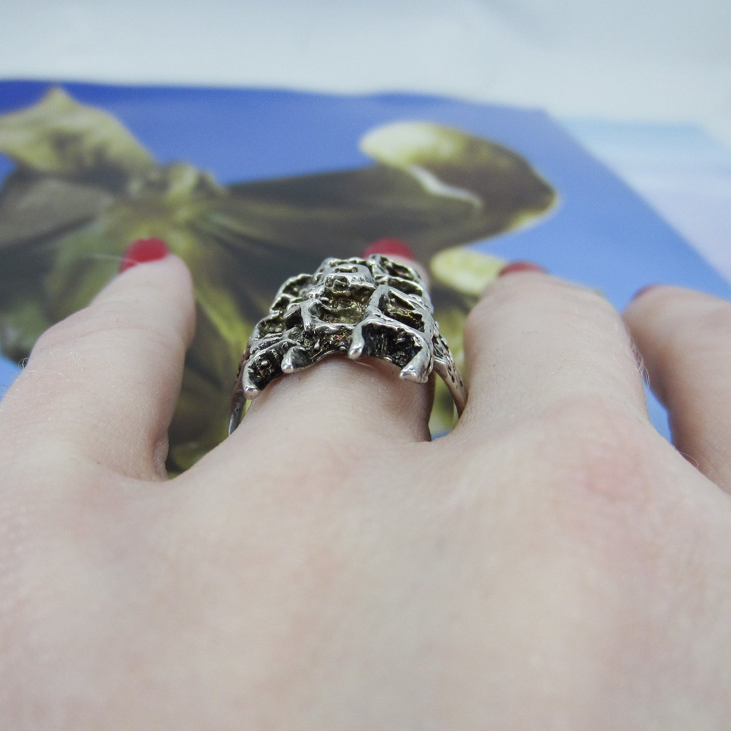 SOLD--Mid-Century Brutalist Ring Sterling c. 1970