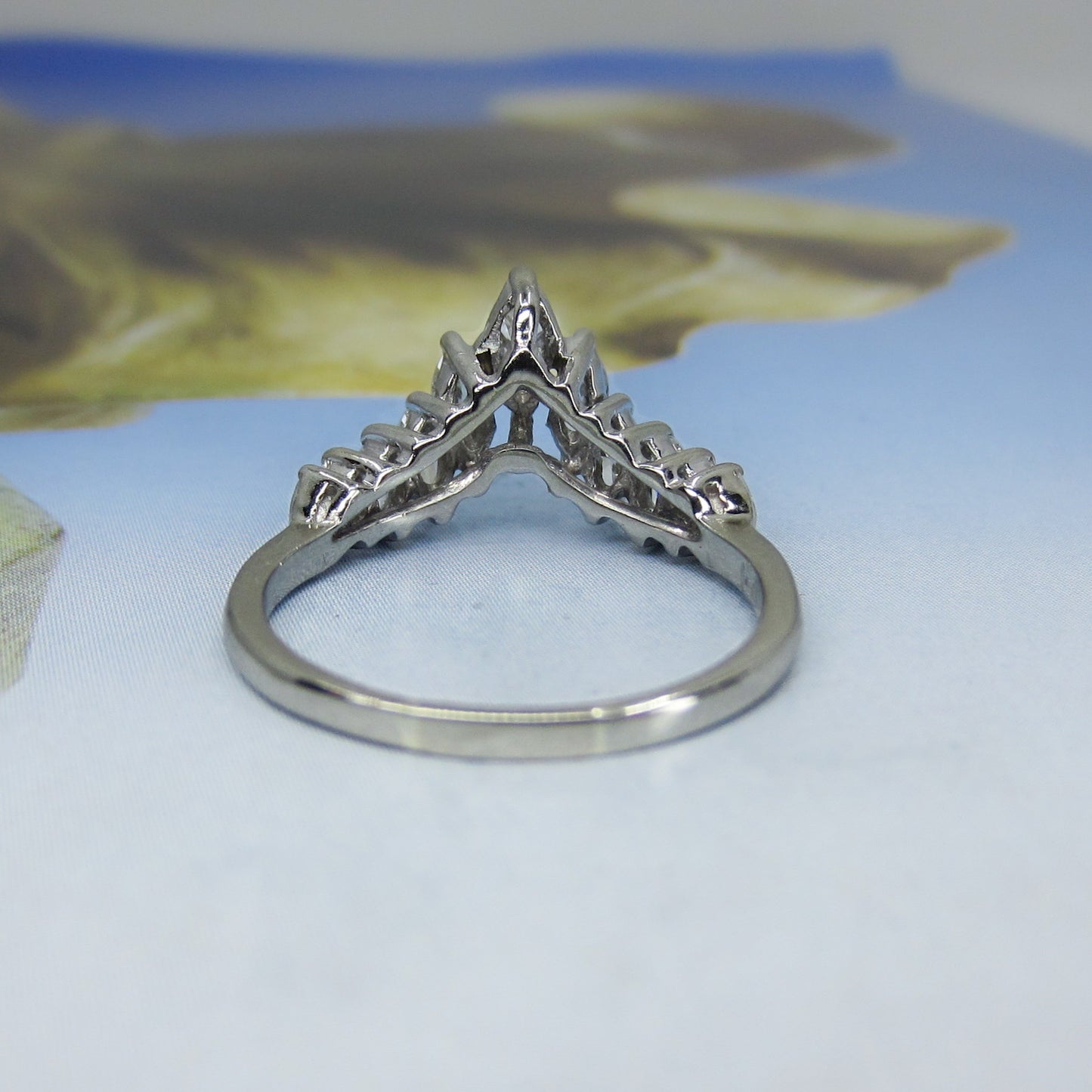 SOLD-Vintage Marquise Diamond Tiara Ring 14k c. 1960