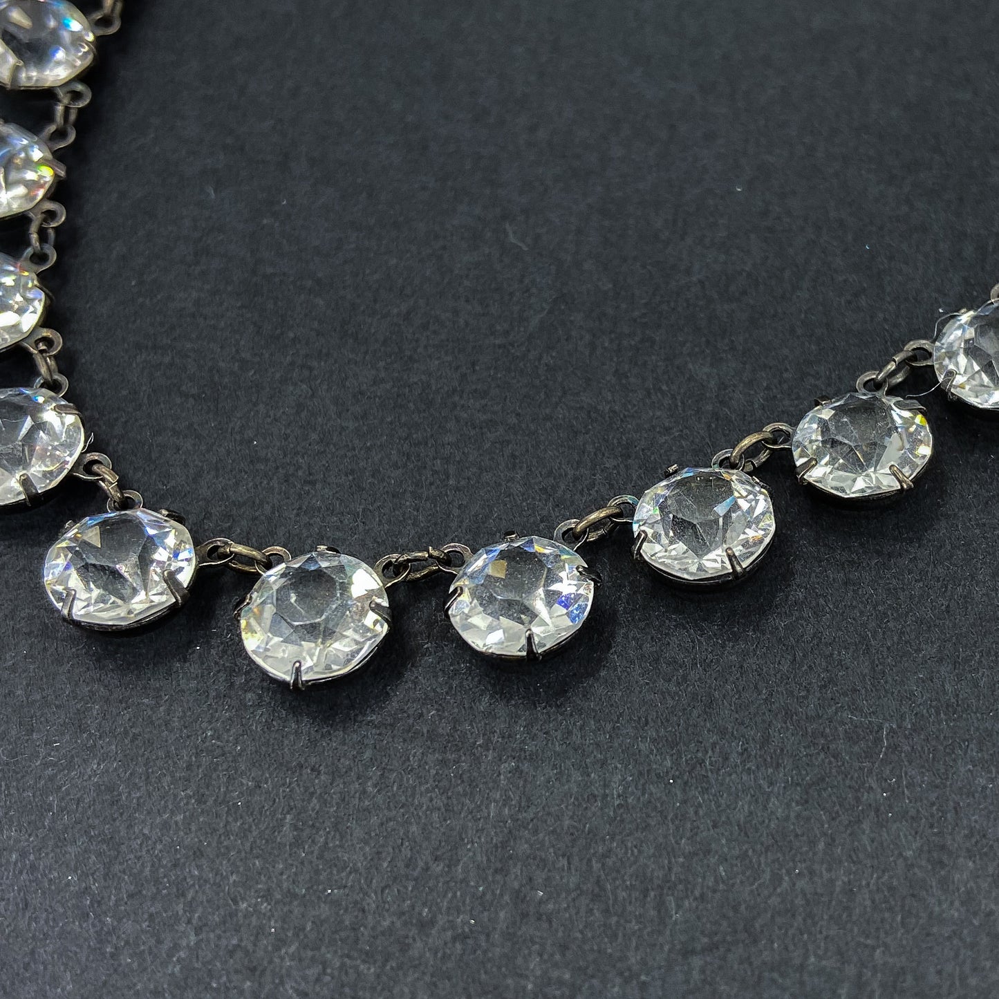 Art Deco Crystal Collar Necklace Sterling c. 1939