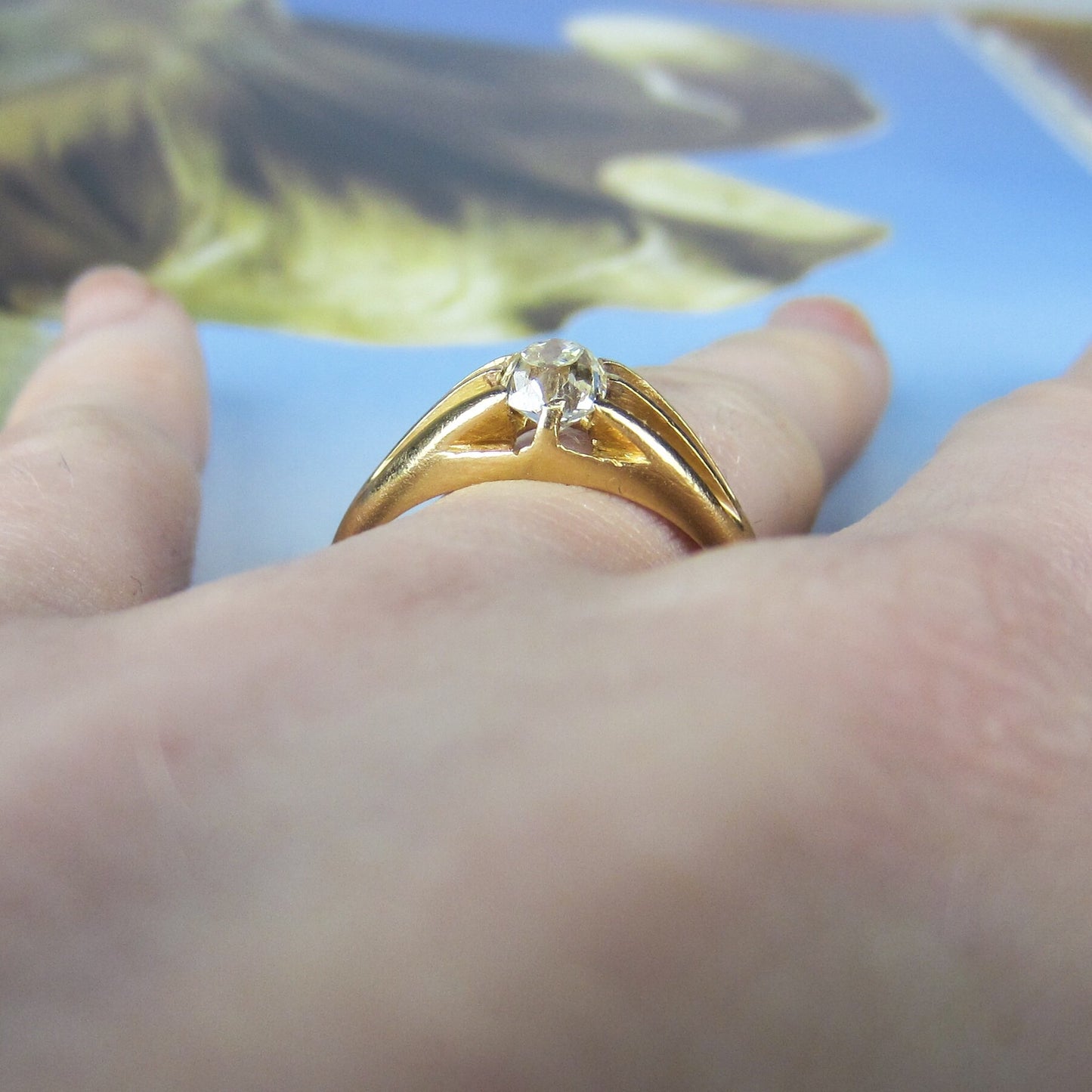 Victorian Old Mine Diamond Engagement Ring 18k 1880