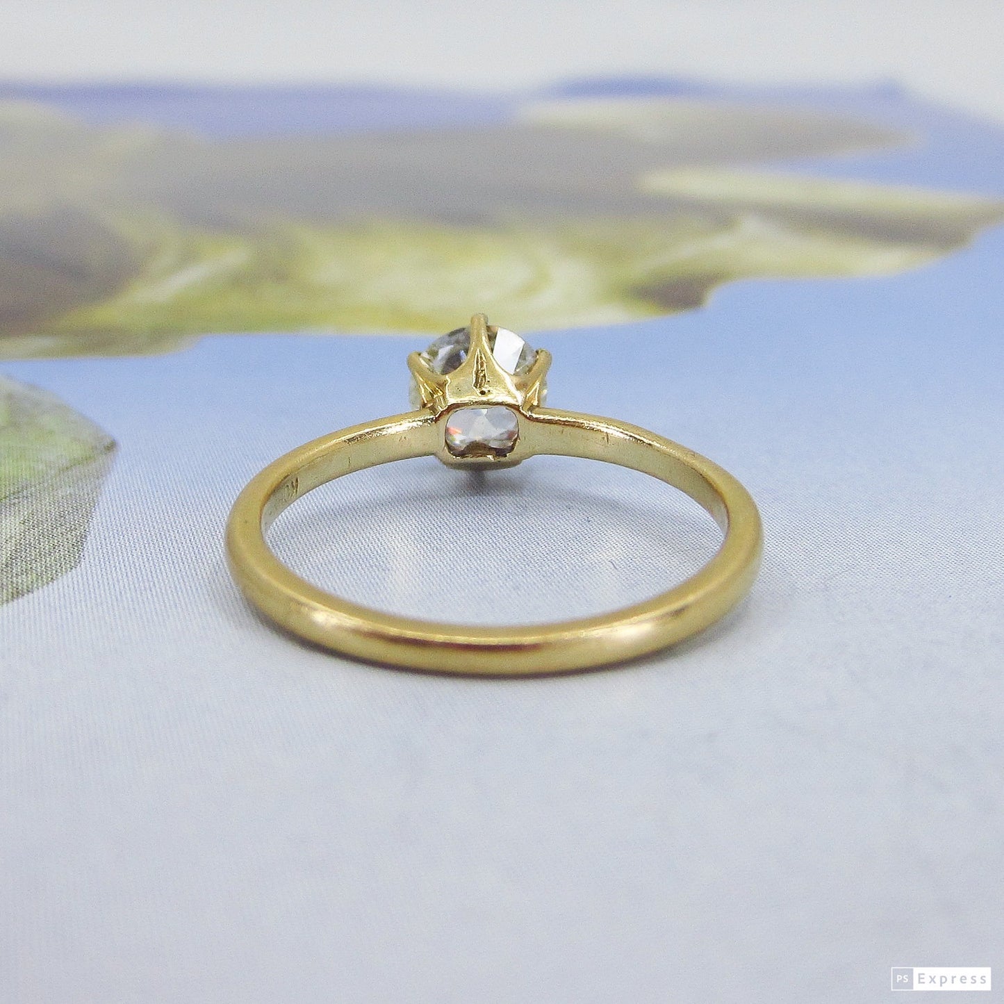 SOLD-Edwardian Old European .75ct Engagement Ring 18k, Kohn c. 1900