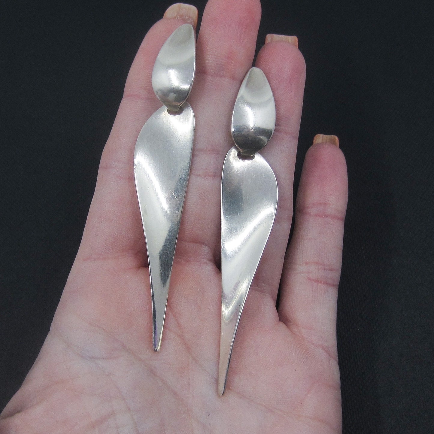 SOLD--MidCentury Nanna Ditzel for Georg Jensen Earrings Sterling, #128 c. 1970